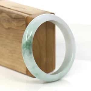 RealJade® Co. "Princess Half Round" Blue- Green Jadeite Jade Bangle Bracelet (57.35 mm) #789