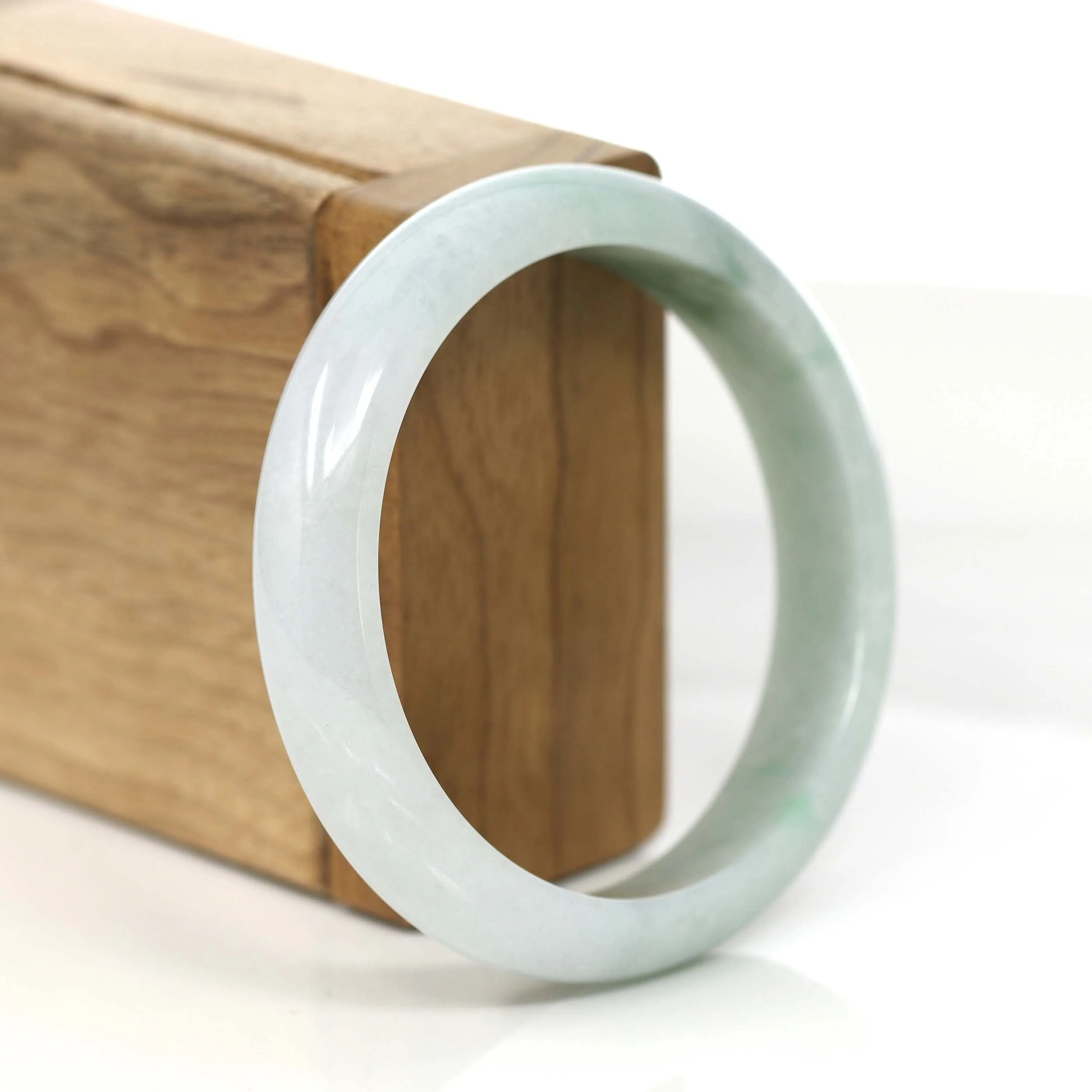 RealJade® Co. "Princess Half Round" Blue- Green Jadeite Jade Bangle Bracelet (57.35 mm) #789