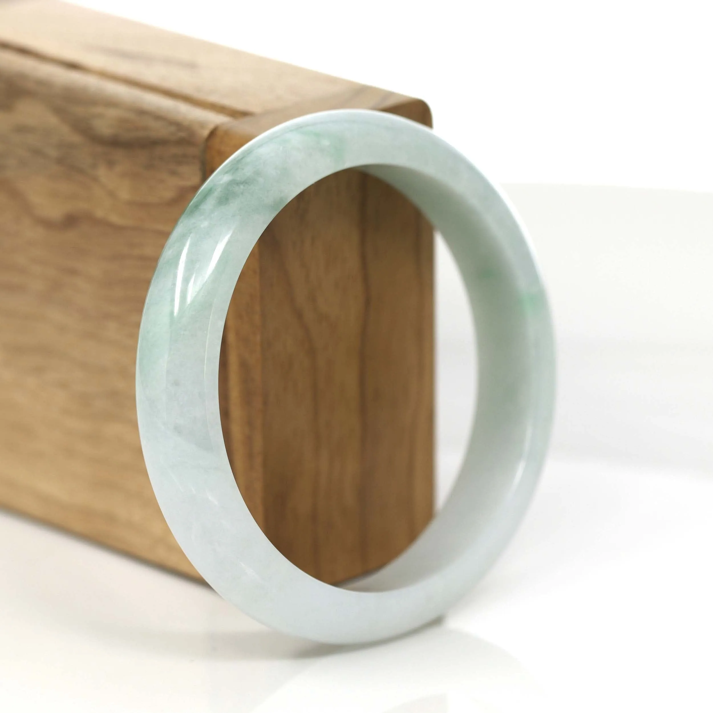 RealJade® Co. "Princess Half Round" Blue- Green Jadeite Jade Bangle Bracelet (57.35 mm) #789