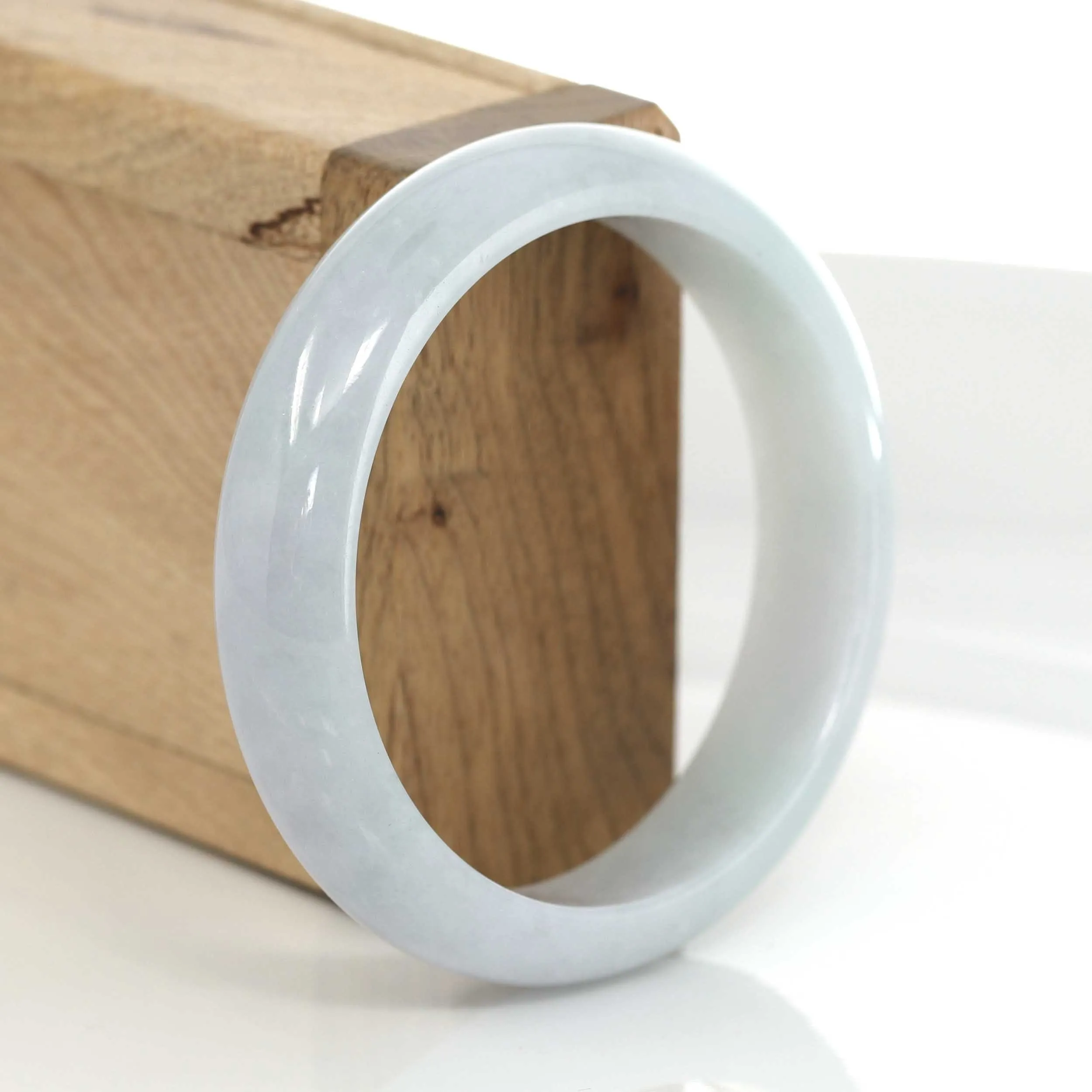 RealJade® Co.Classic Light Lavender Green Natural Burmese Jadeite Jade Bangle (57.41 mm) #624