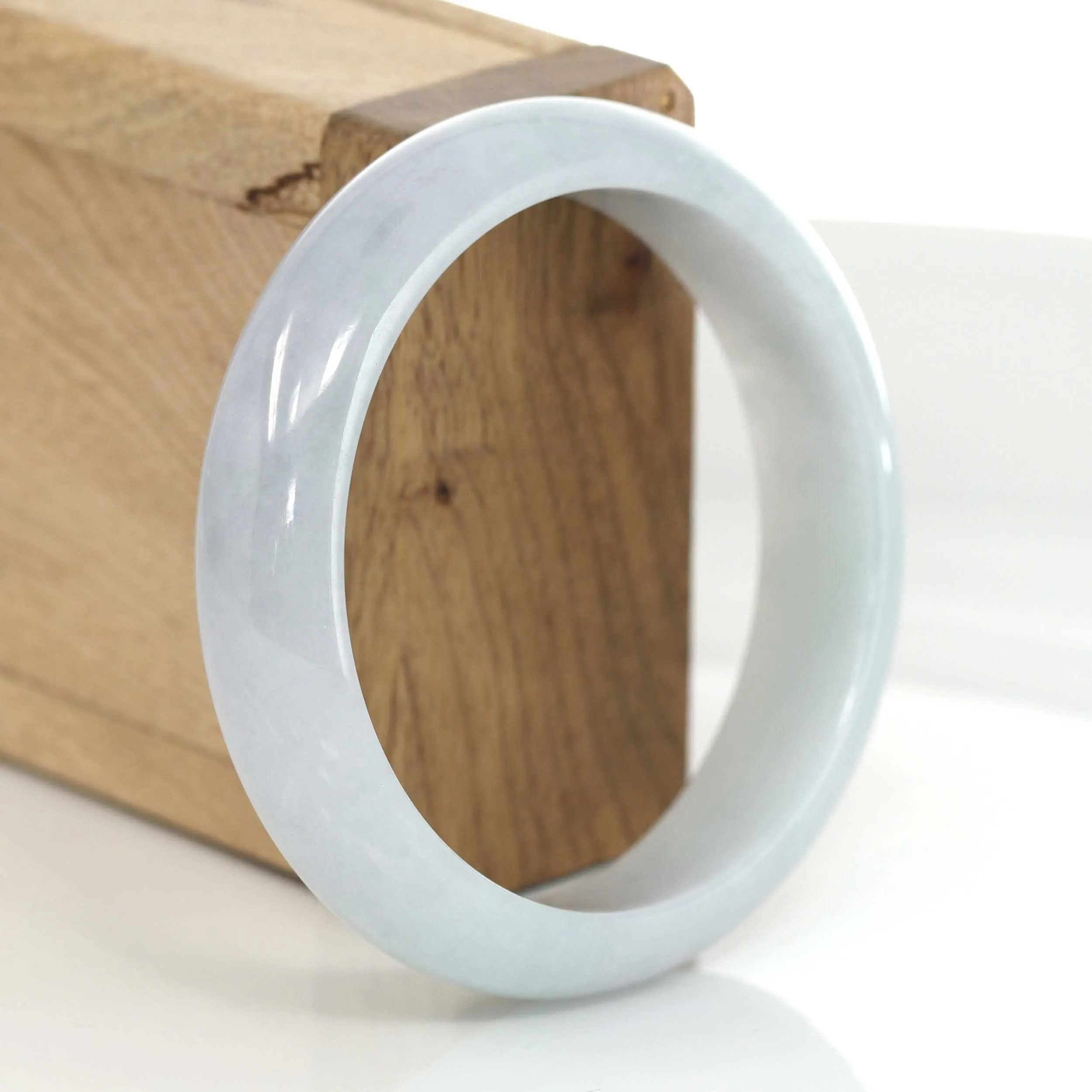 RealJade® Co.Classic Light Lavender Green Natural Burmese Jadeite Jade Bangle (57.41 mm) #624