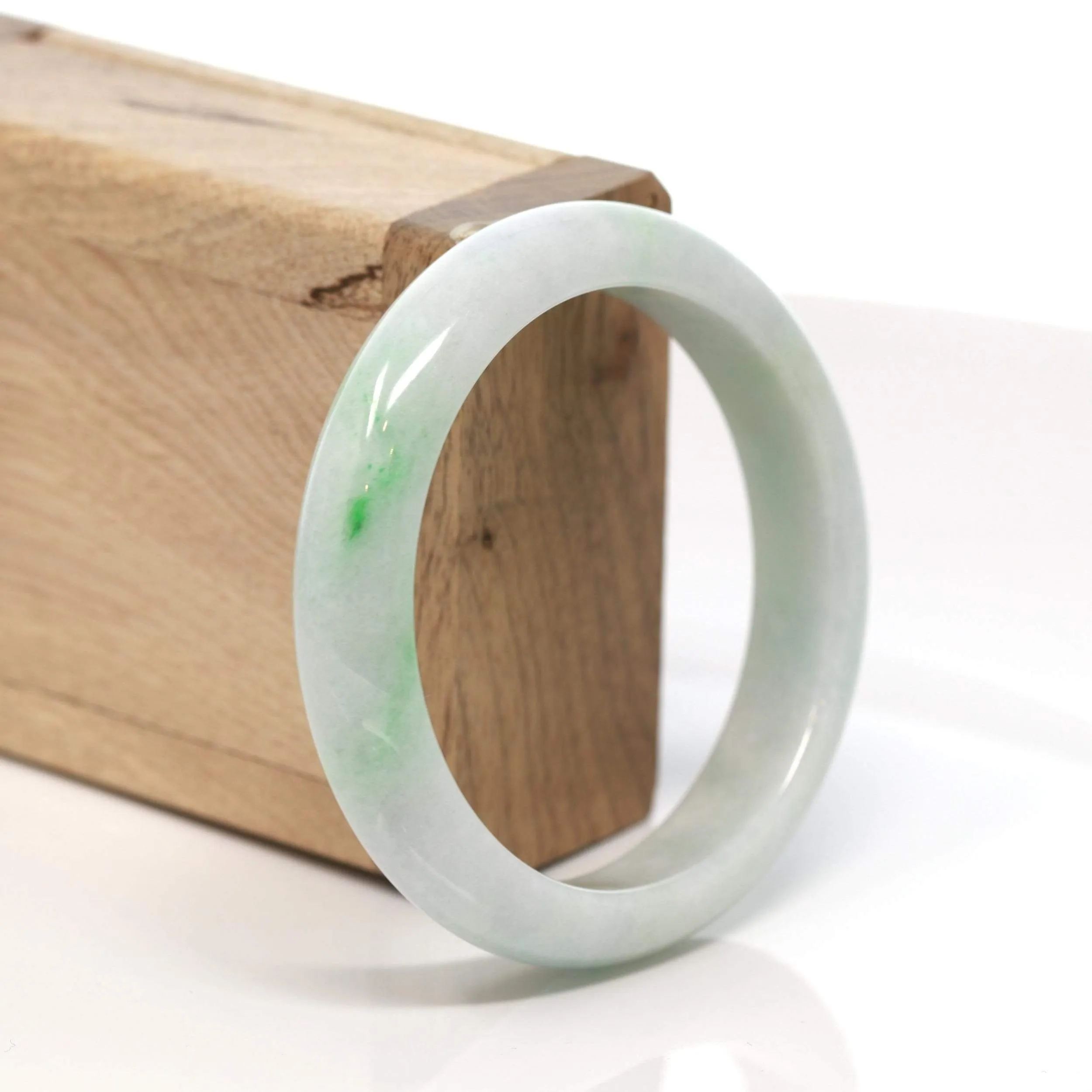 RealJade® "Classic Bangle" Genuine Burmese Green Jadeite Jade Bangle Bracelet (56.8 mm) #172
