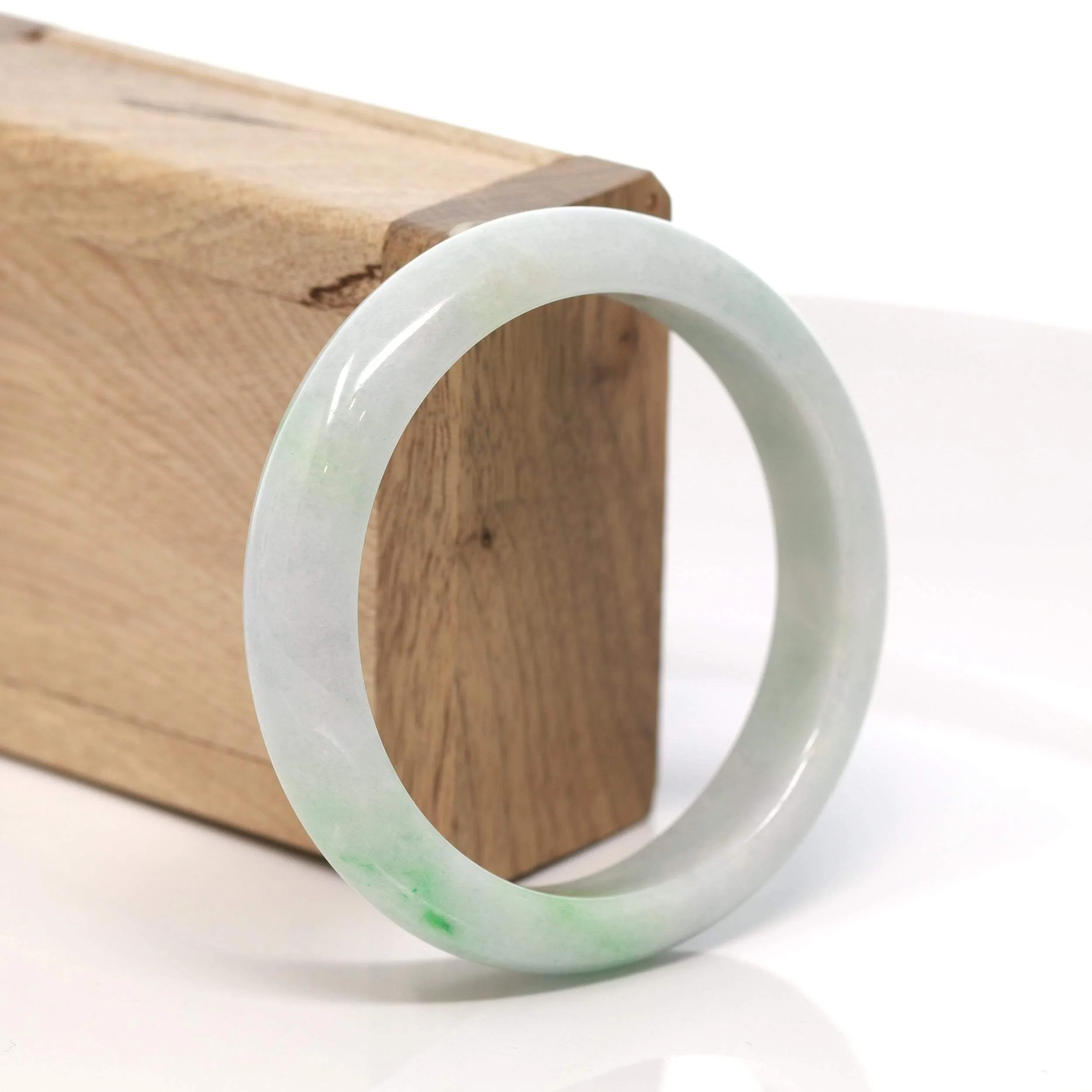 RealJade® "Classic Bangle" Genuine Burmese Green Jadeite Jade Bangle Bracelet (56.8 mm) #172