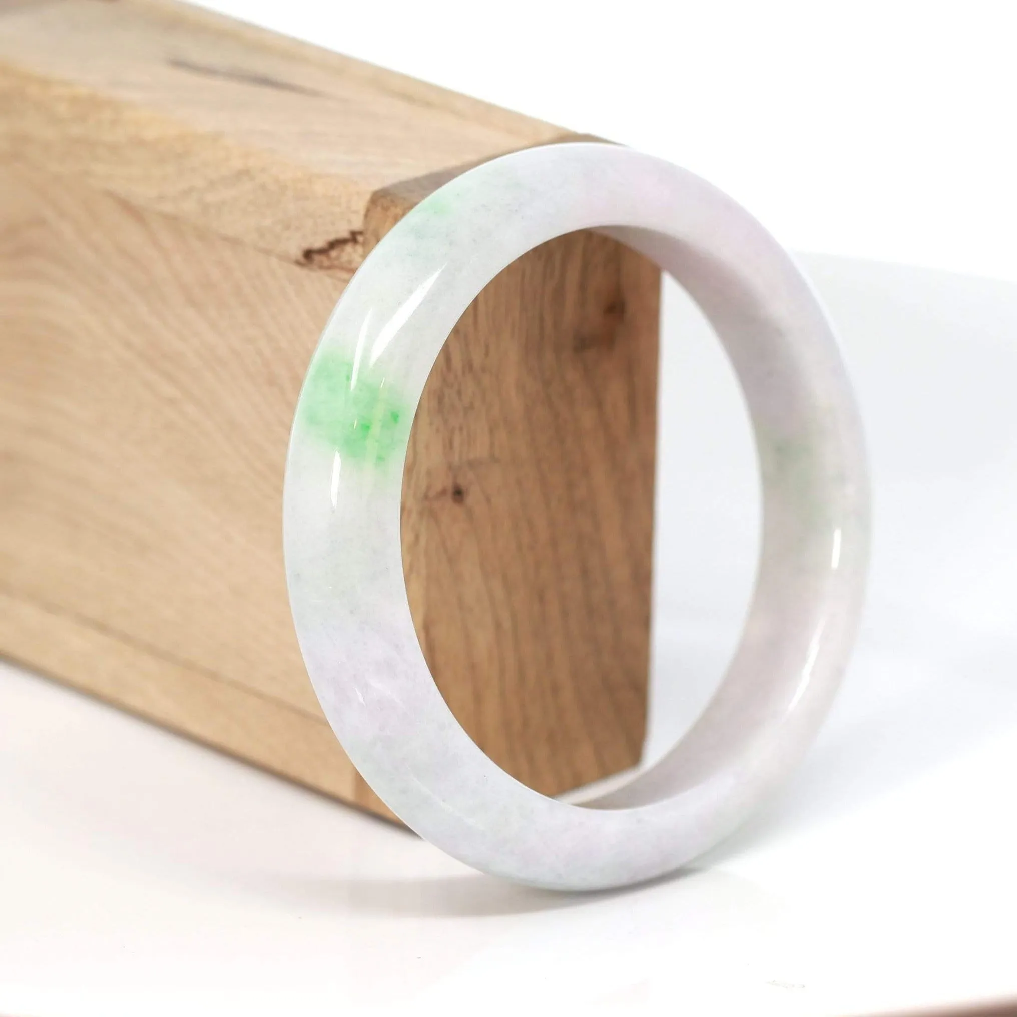 RealJade® "Classic Bangle" Genuine Burmese Green Jadeite Jade Bangle Bracelet (58.3 mm) #201