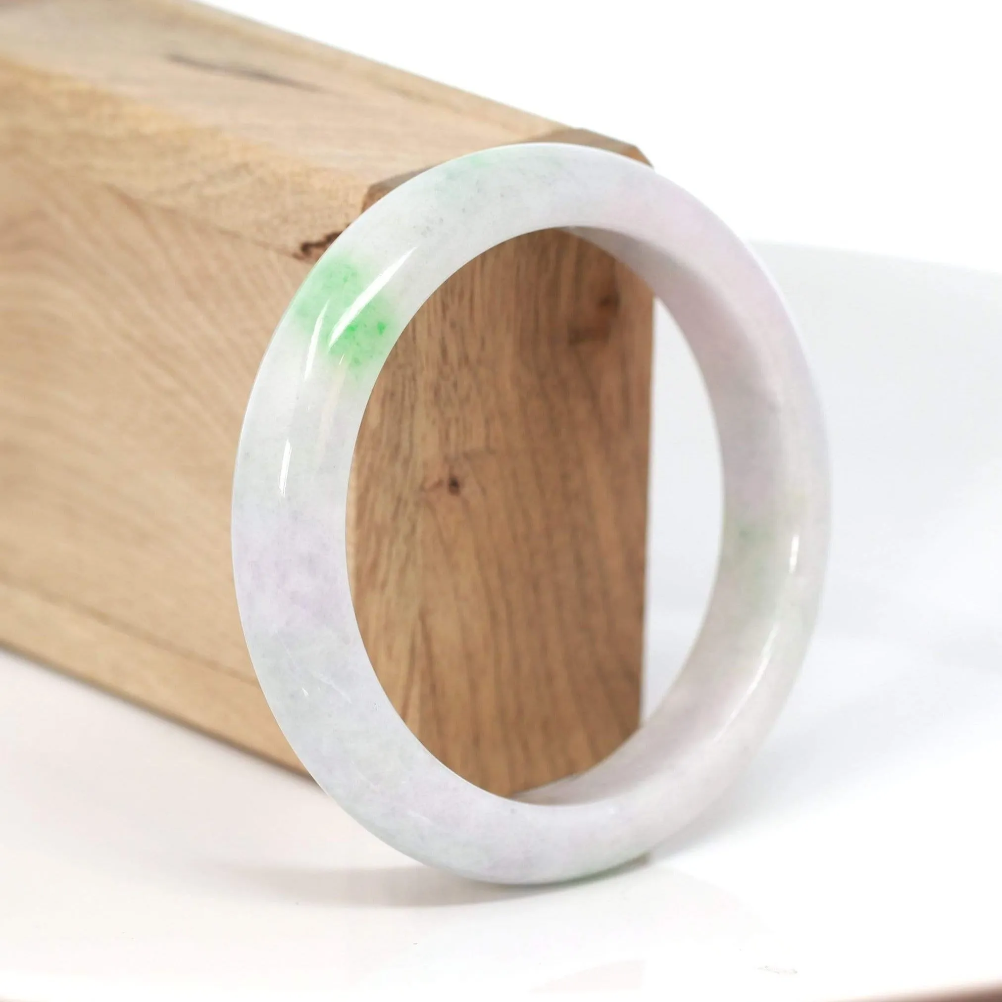 RealJade® "Classic Bangle" Genuine Burmese Green Jadeite Jade Bangle Bracelet (58.3 mm) #201