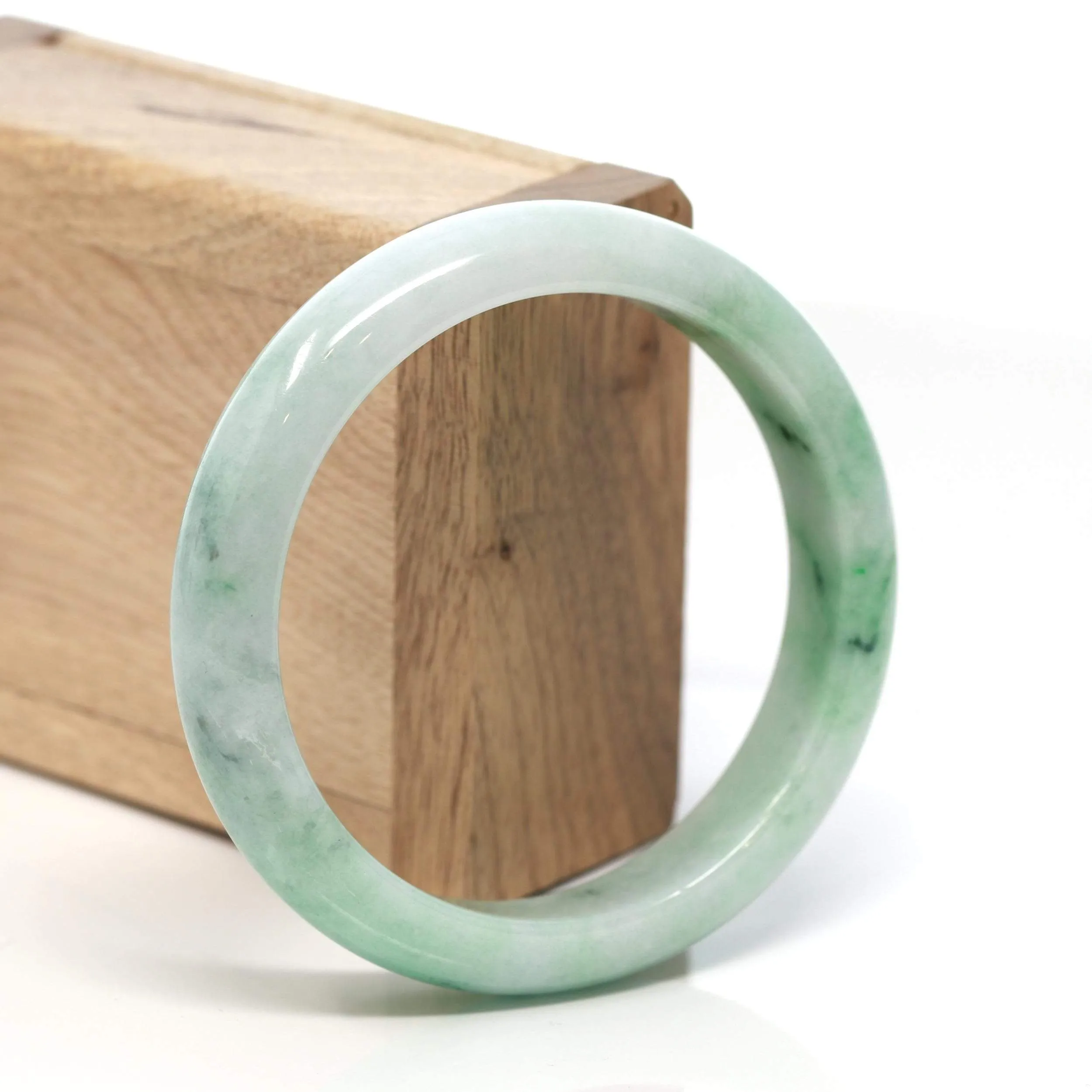 RealJade® "Classic Bangle" Genuine Burmese Green Jadeite Jade Bangle Bracelet ( 58.3mm) #133