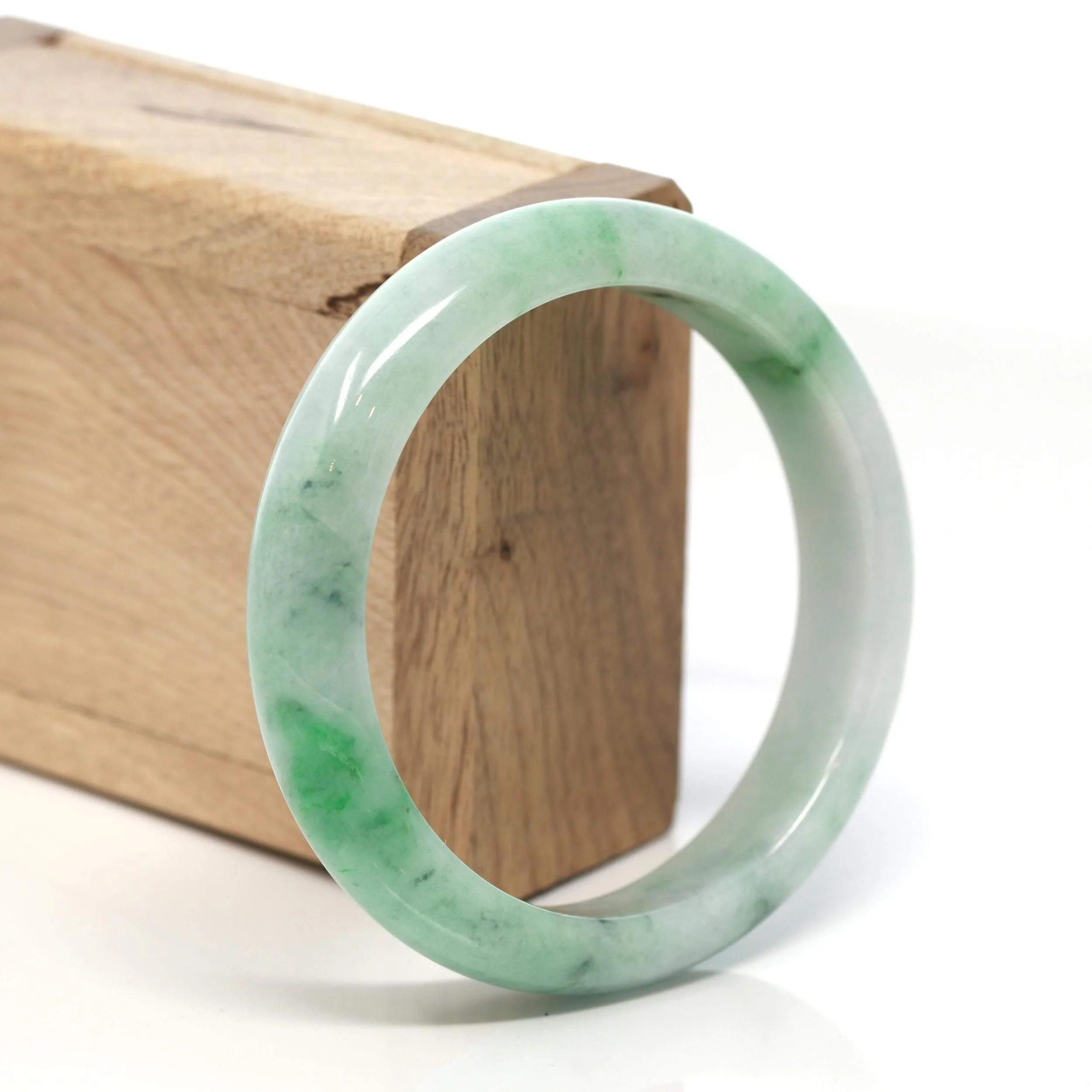 RealJade® "Classic Bangle" Genuine Burmese Green Jadeite Jade Bangle Bracelet ( 58.3mm) #133