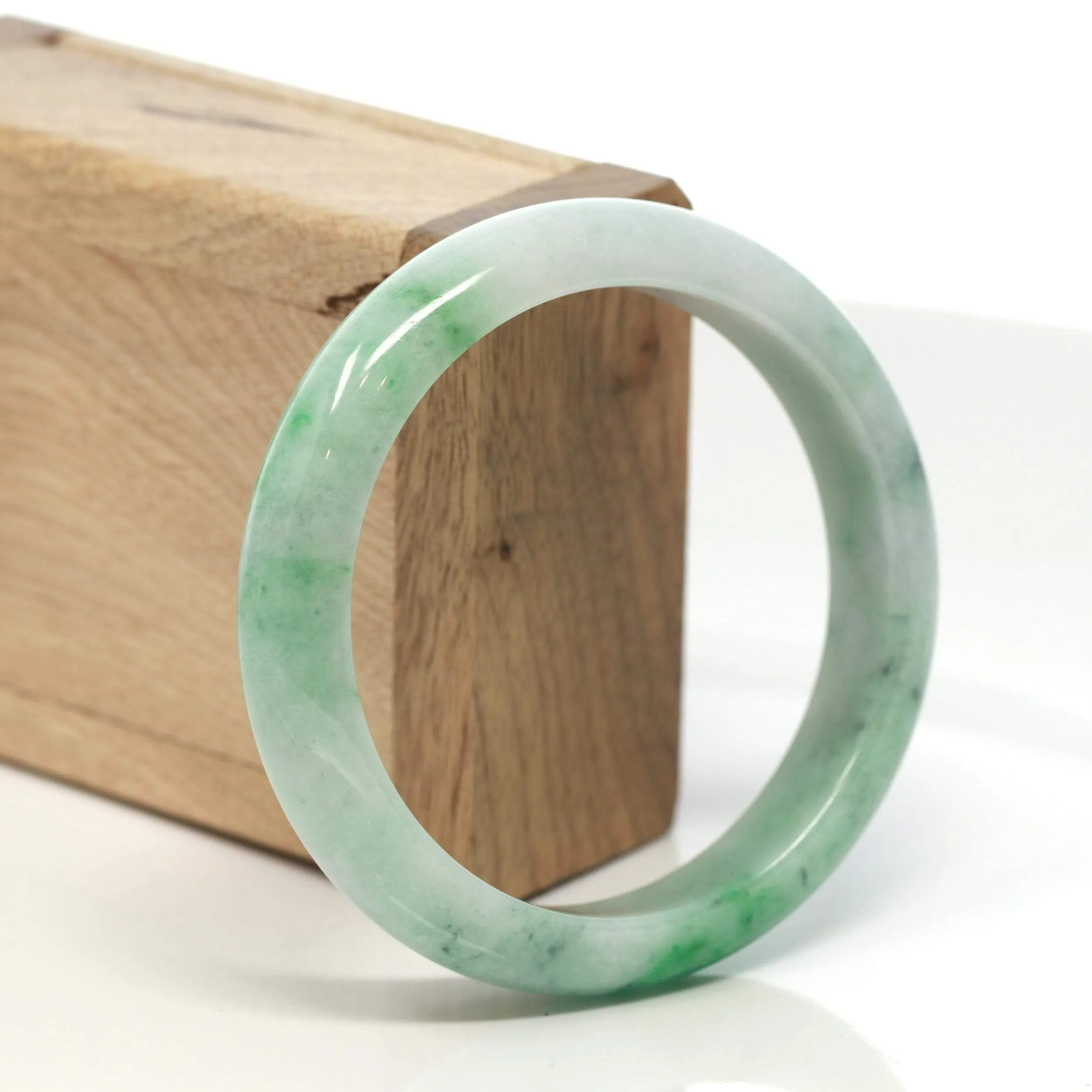 RealJade® "Classic Bangle" Genuine Burmese Green Jadeite Jade Bangle Bracelet ( 58.3mm) #133