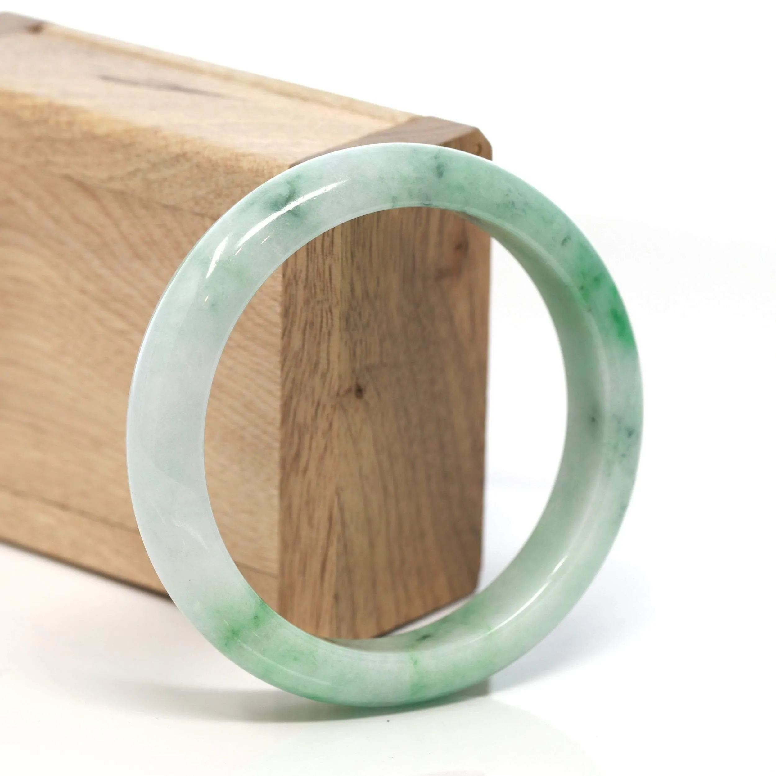 RealJade® "Classic Bangle" Genuine Burmese Green Jadeite Jade Bangle Bracelet ( 58.3mm) #133