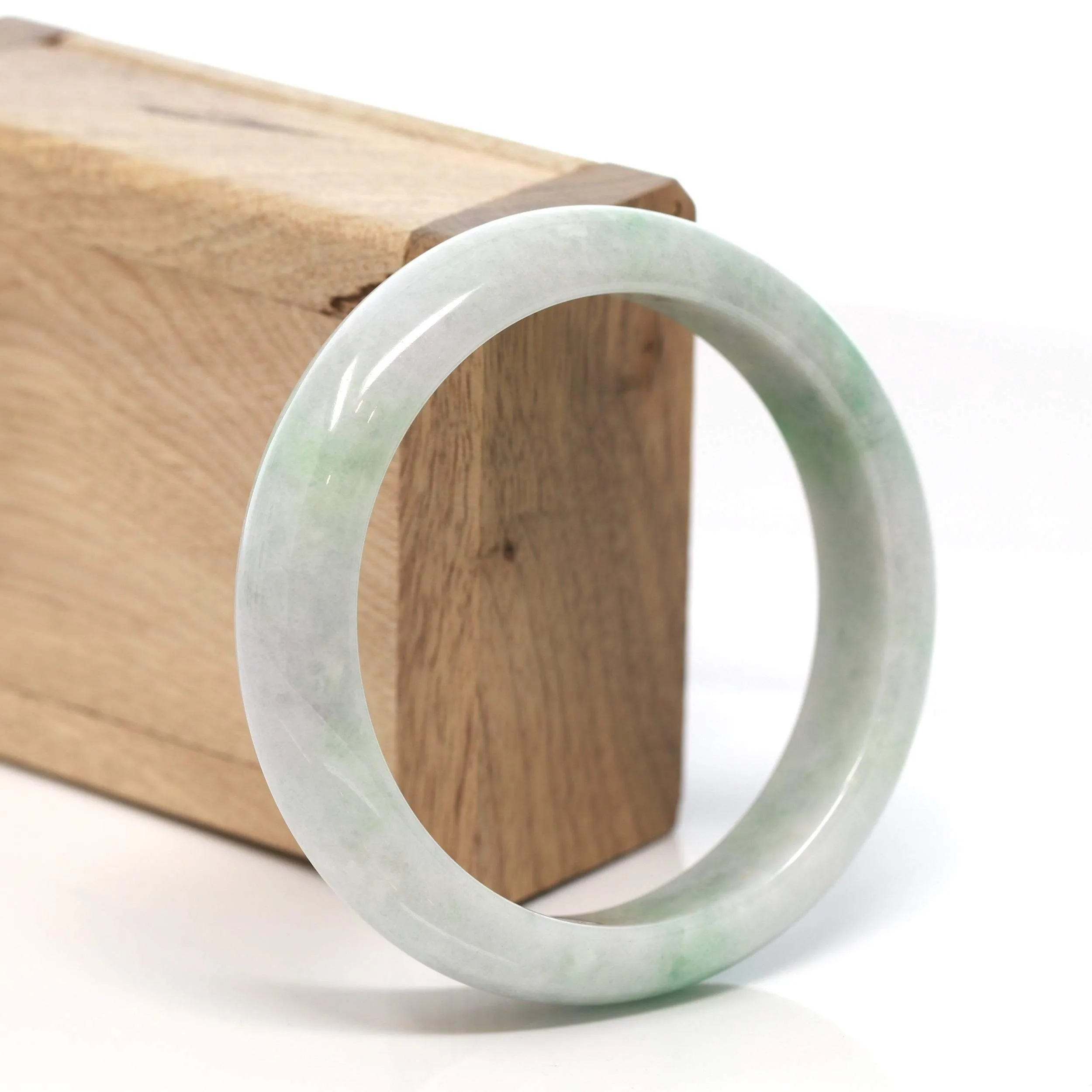 RealJade® "Classic Bangle" Genuine Burmese Green Jadeite Jade Bangle Bracelet (58.4 mm) #155