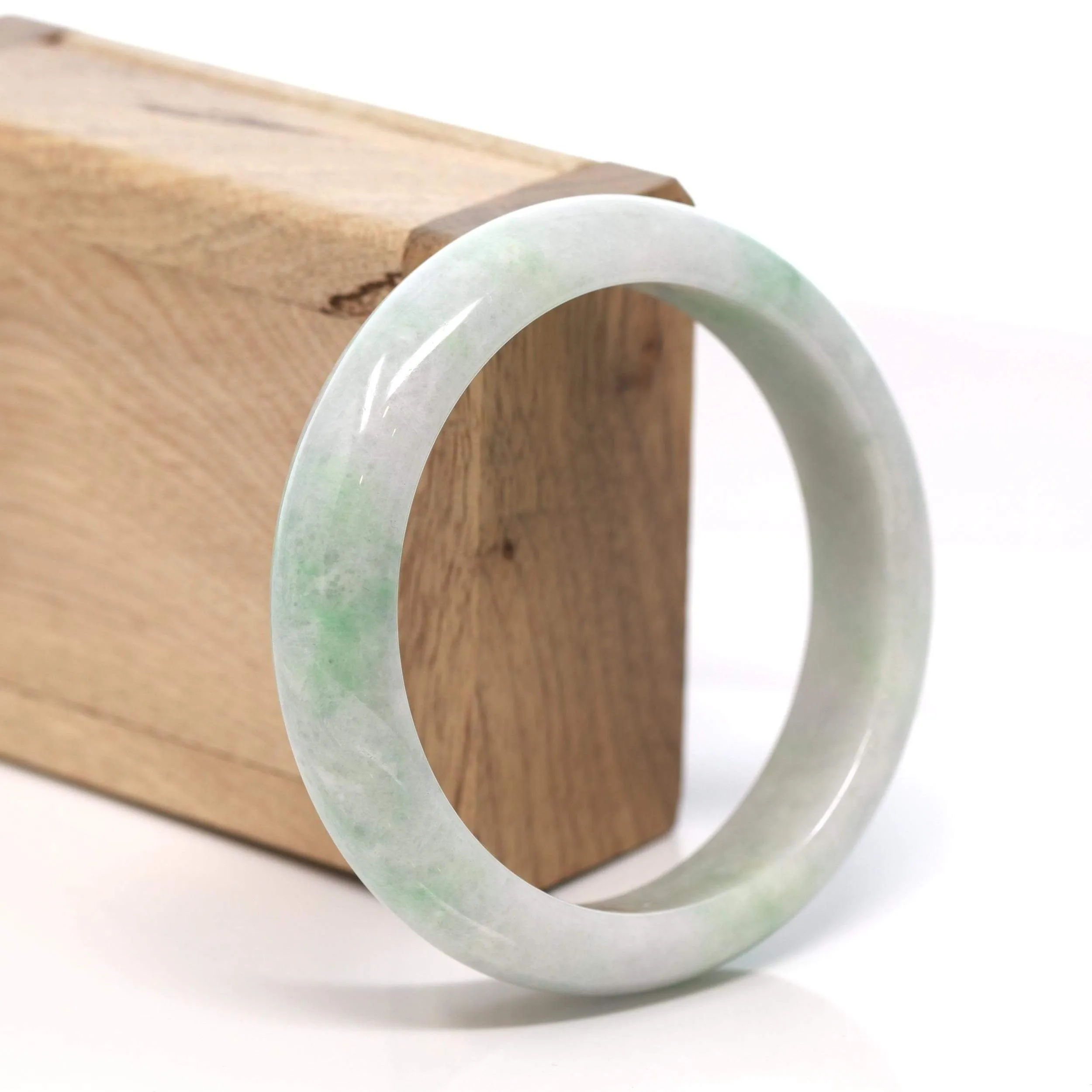 RealJade® "Classic Bangle" Genuine Burmese Green Jadeite Jade Bangle Bracelet (58.4 mm) #155