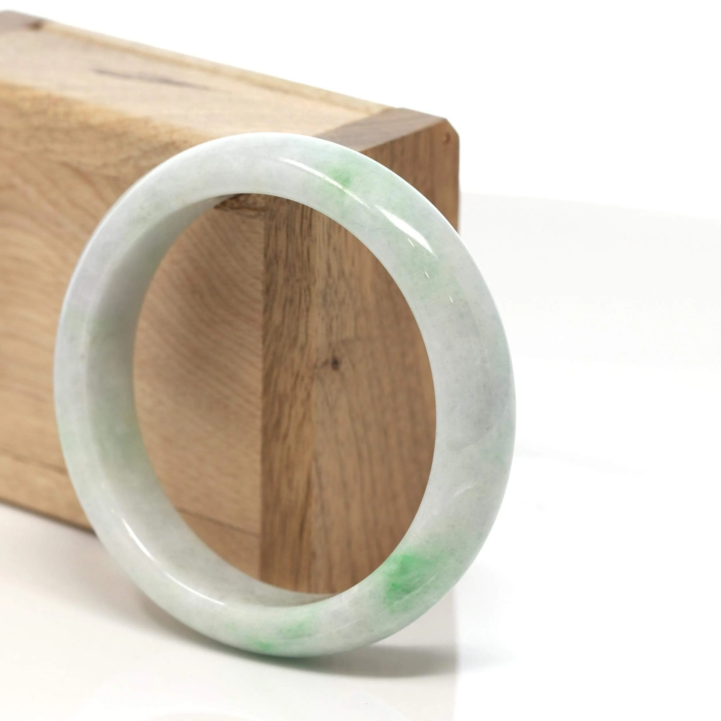 RealJade® "Classic Bangle" Genuine Burmese Green Jadeite Jade Bangle Bracelet (58.4 mm) #155