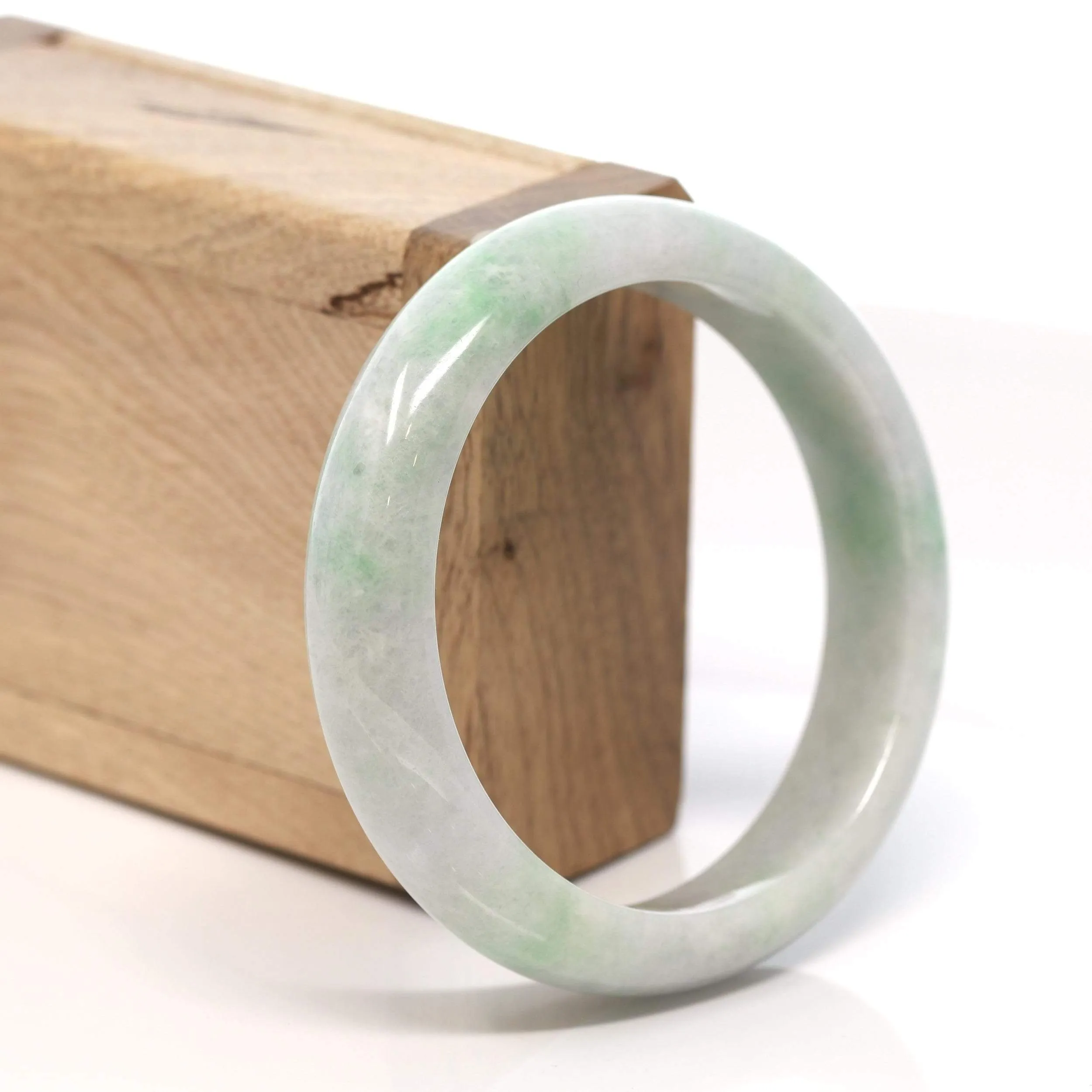 RealJade® "Classic Bangle" Genuine Burmese Green Jadeite Jade Bangle Bracelet (58.4 mm) #155