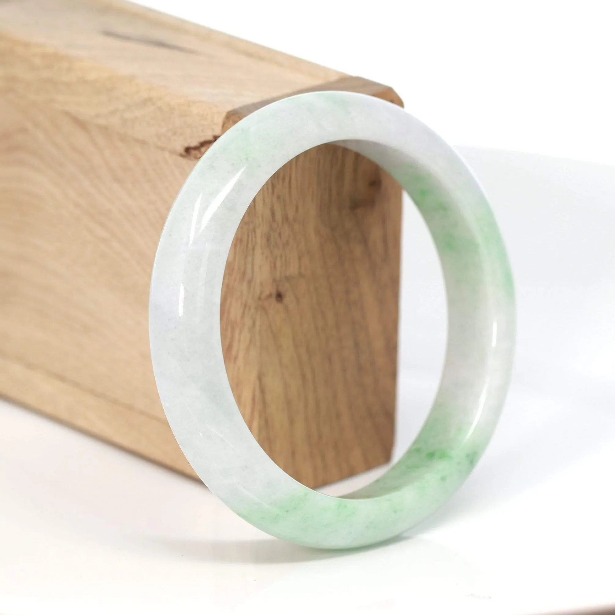 RealJade® "Classic Bangle" Genuine Burmese Green Jadeite Jade Bangle Bracelet (58.48 mm) #195