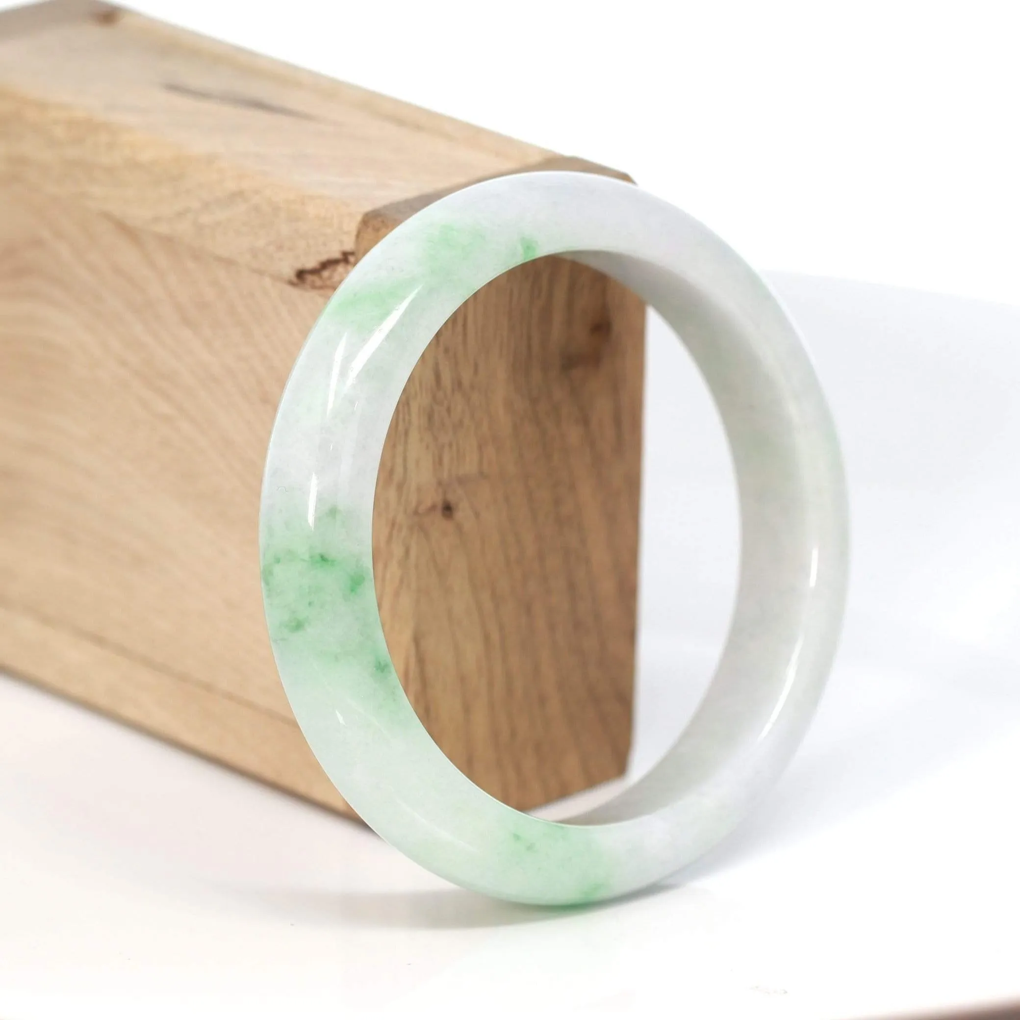 RealJade® "Classic Bangle" Genuine Burmese Green Jadeite Jade Bangle Bracelet (58.48 mm) #195