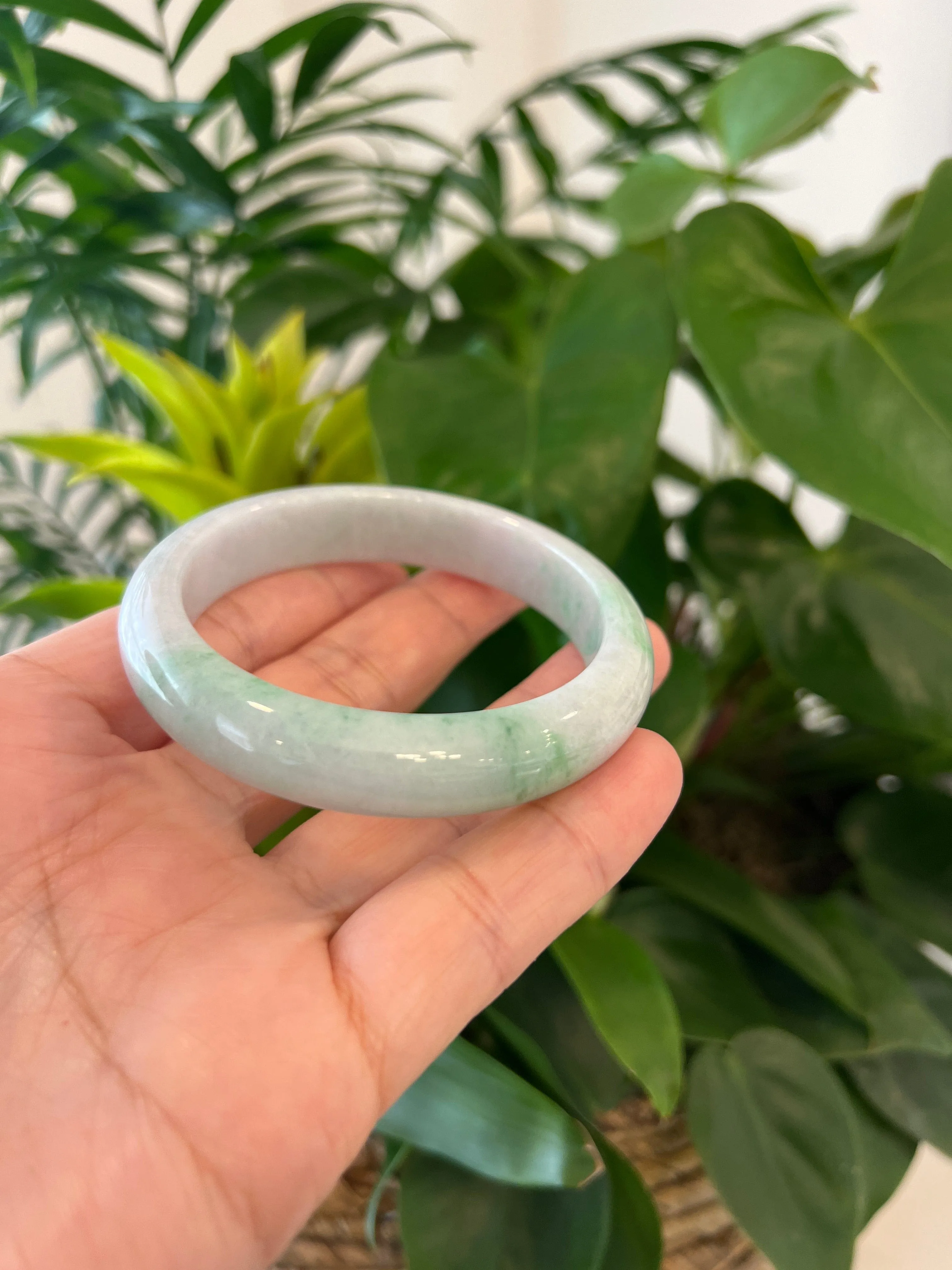 RealJade® "Classic Bangle" Genuine Burmese Green Jadeite Jade Bangle Bracelet (58.48 mm) #195