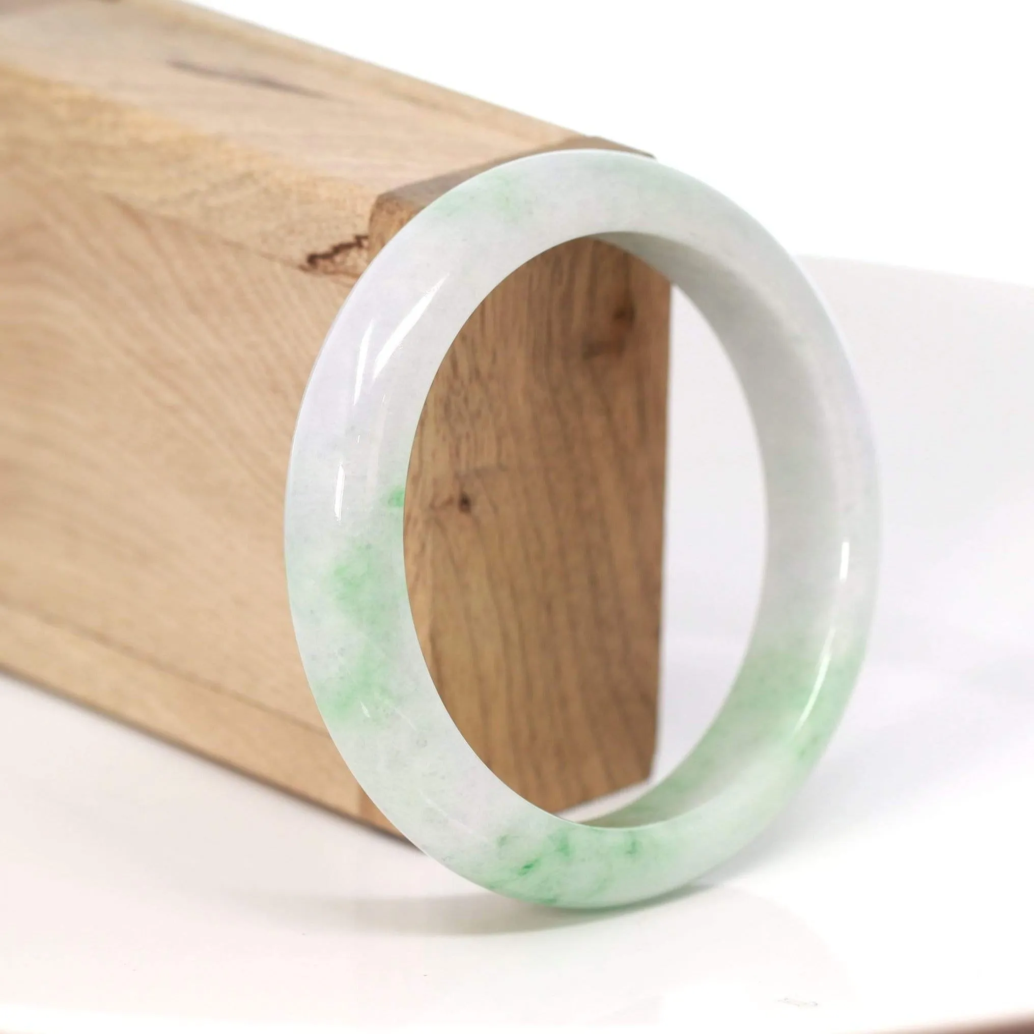 RealJade® "Classic Bangle" Genuine Burmese Green Jadeite Jade Bangle Bracelet (58.48 mm) #195