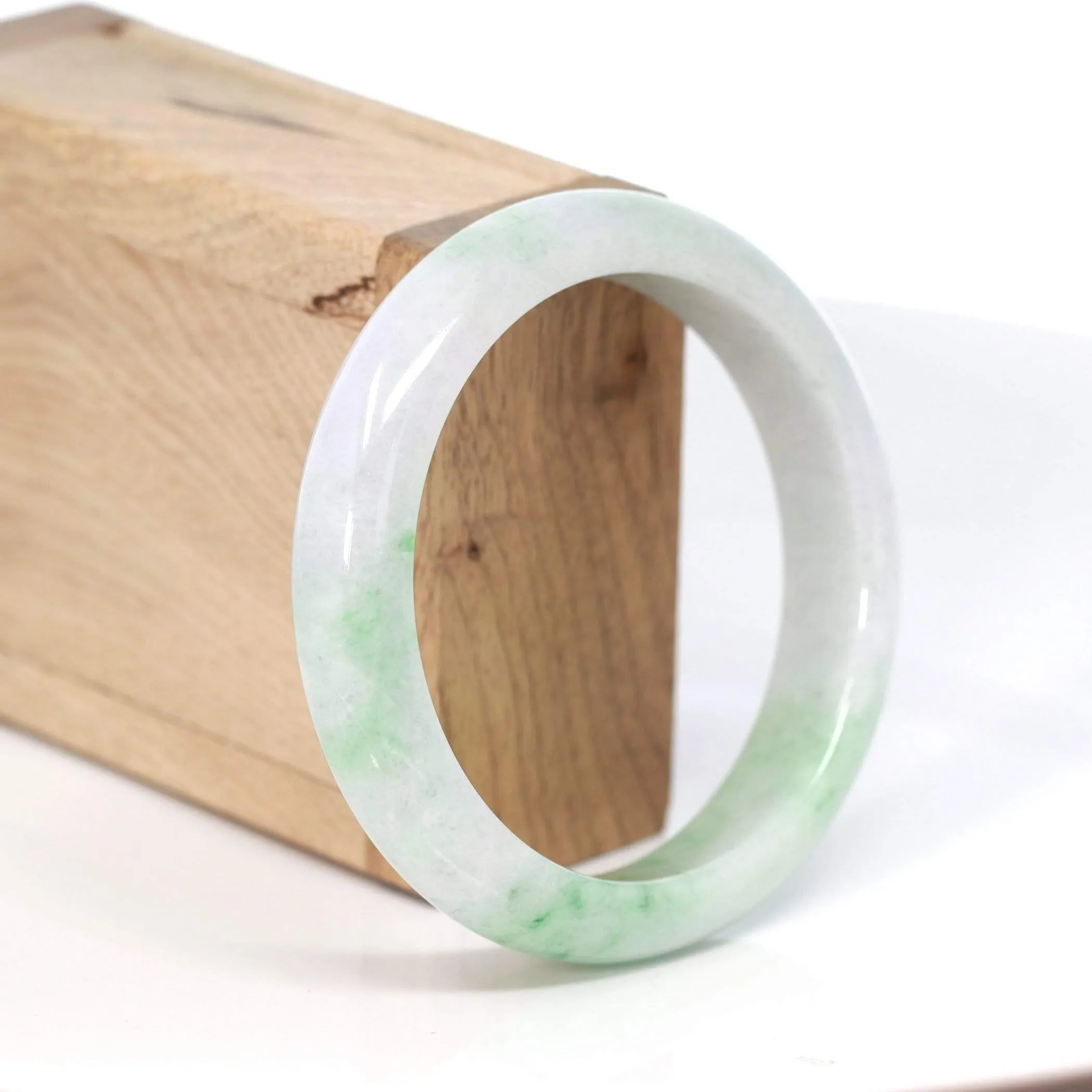 RealJade® "Classic Bangle" Genuine Burmese Green Jadeite Jade Bangle Bracelet (58.48 mm) #195