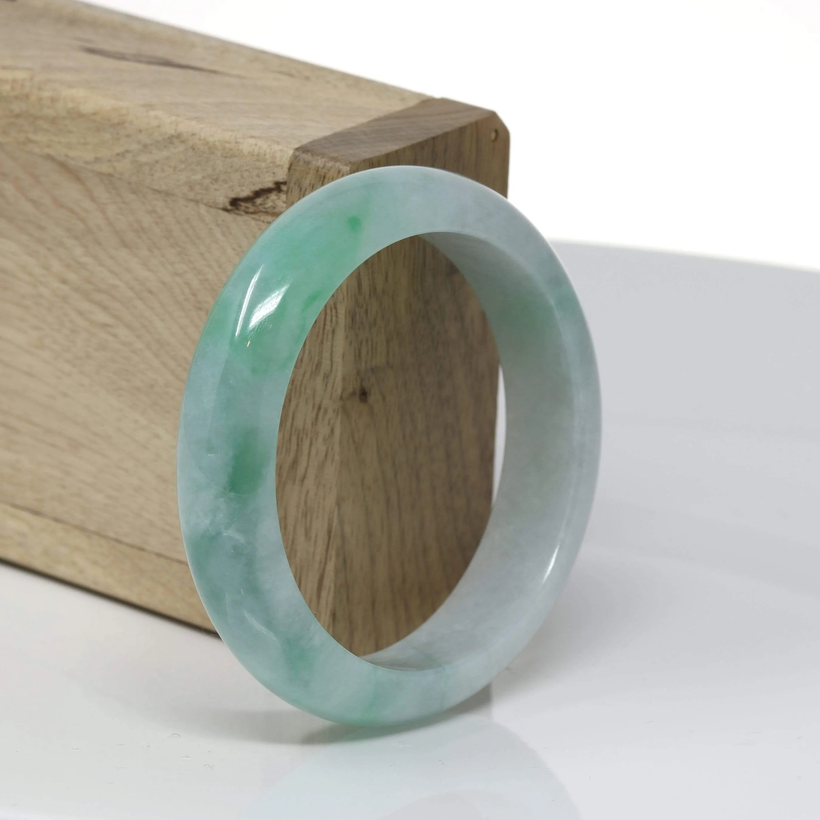 RealJade® "Classic Bangle" Genuine Burmese High Quality Jadeite Jade Bangle Bracelet (53.4mm) #525