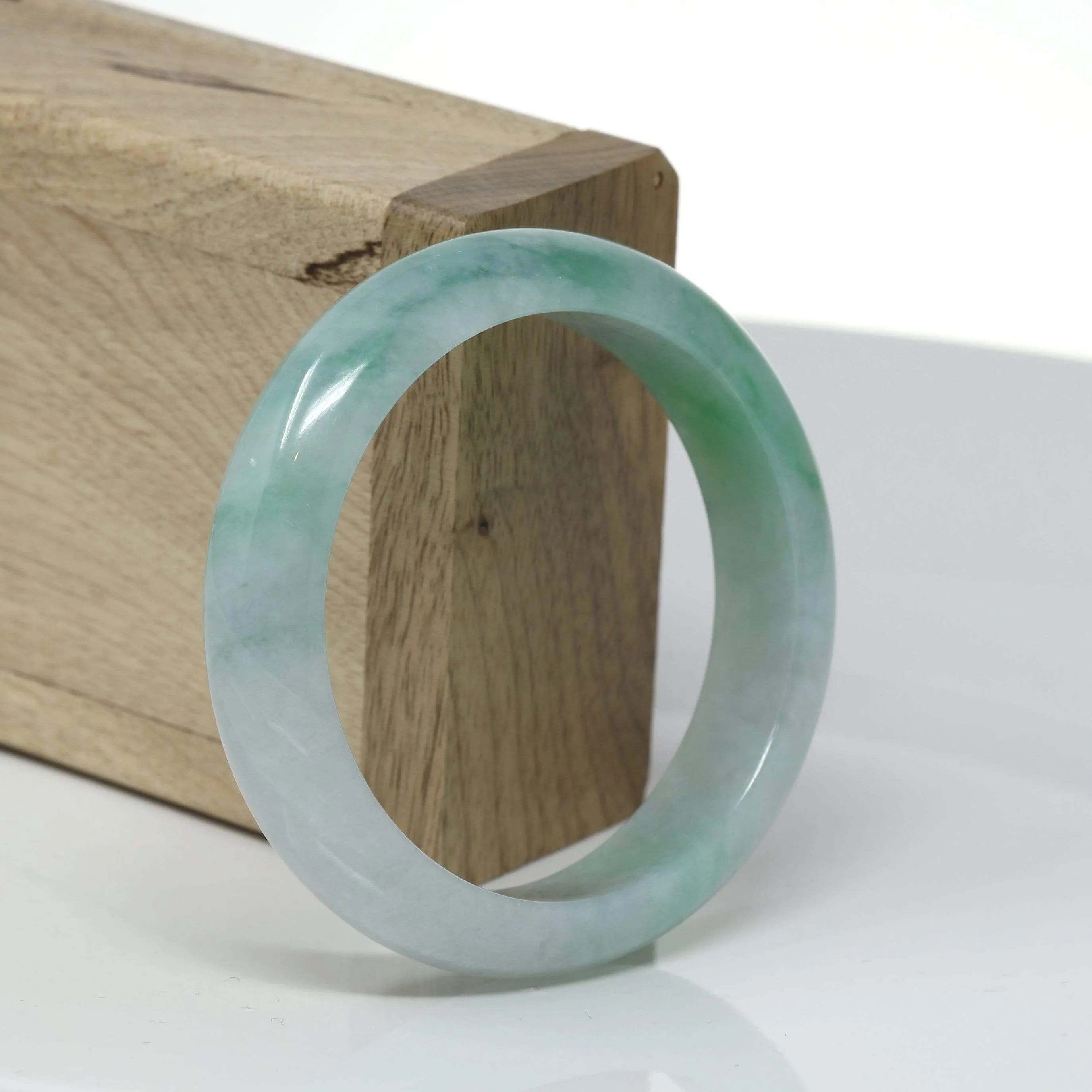 RealJade® "Classic Bangle" Genuine Burmese High Quality Jadeite Jade Bangle Bracelet (53.4mm) #525
