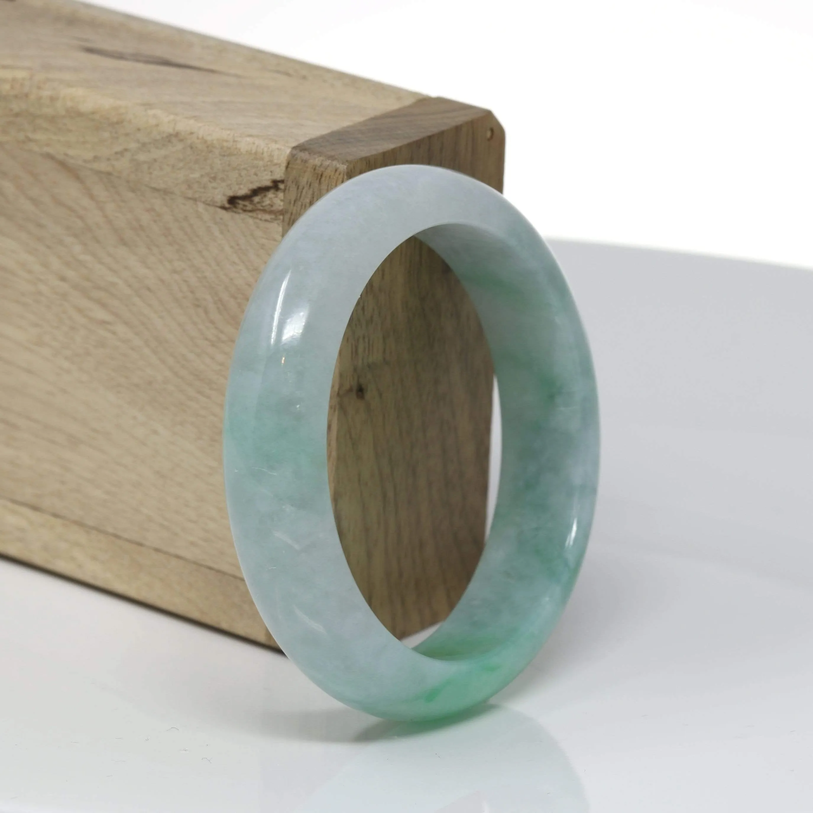 RealJade® "Classic Bangle" Genuine Burmese High Quality Jadeite Jade Bangle Bracelet (53.4mm) #525