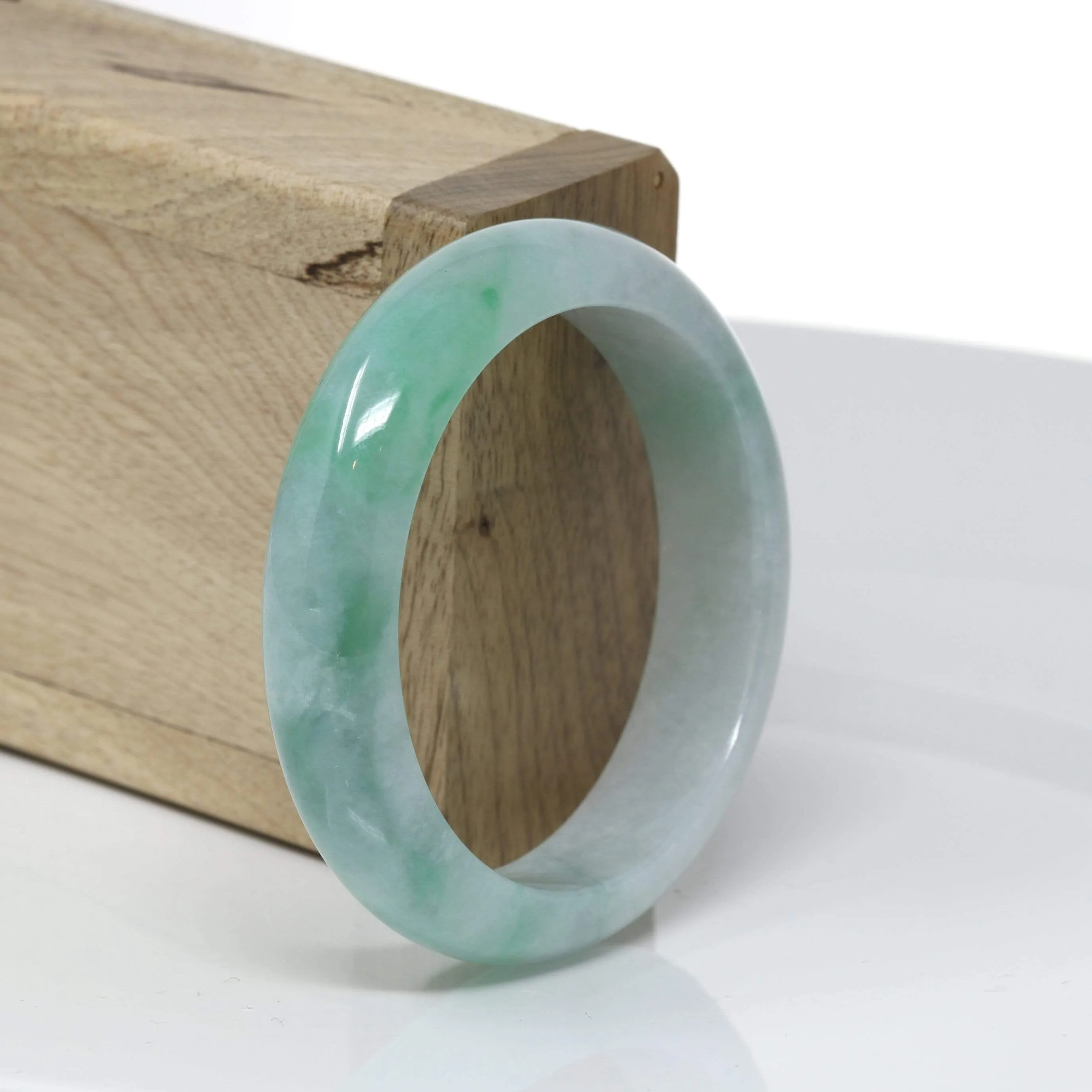 RealJade® "Classic Bangle" Genuine Burmese High Quality Jadeite Jade Bangle Bracelet (53.4mm) #525