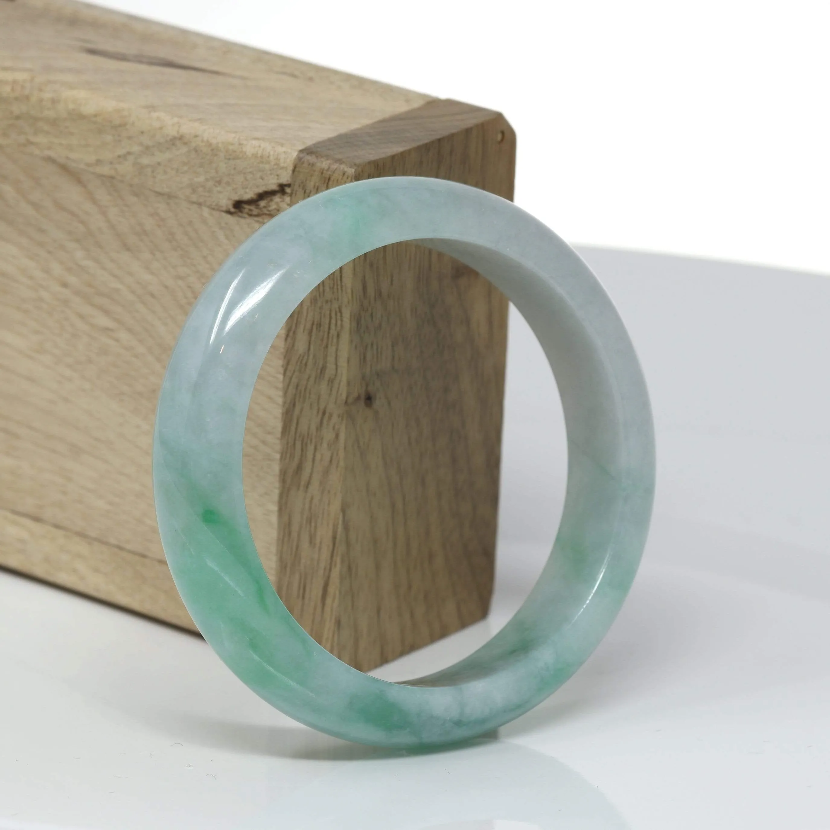 RealJade® "Classic Bangle" Genuine Burmese High Quality Jadeite Jade Bangle Bracelet (53.4mm) #525