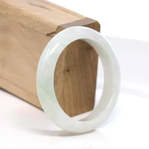 RealJade® "Classic Bangle" Whitish Green Natural Jadeite Jade Bangle (56.28 mm )#509