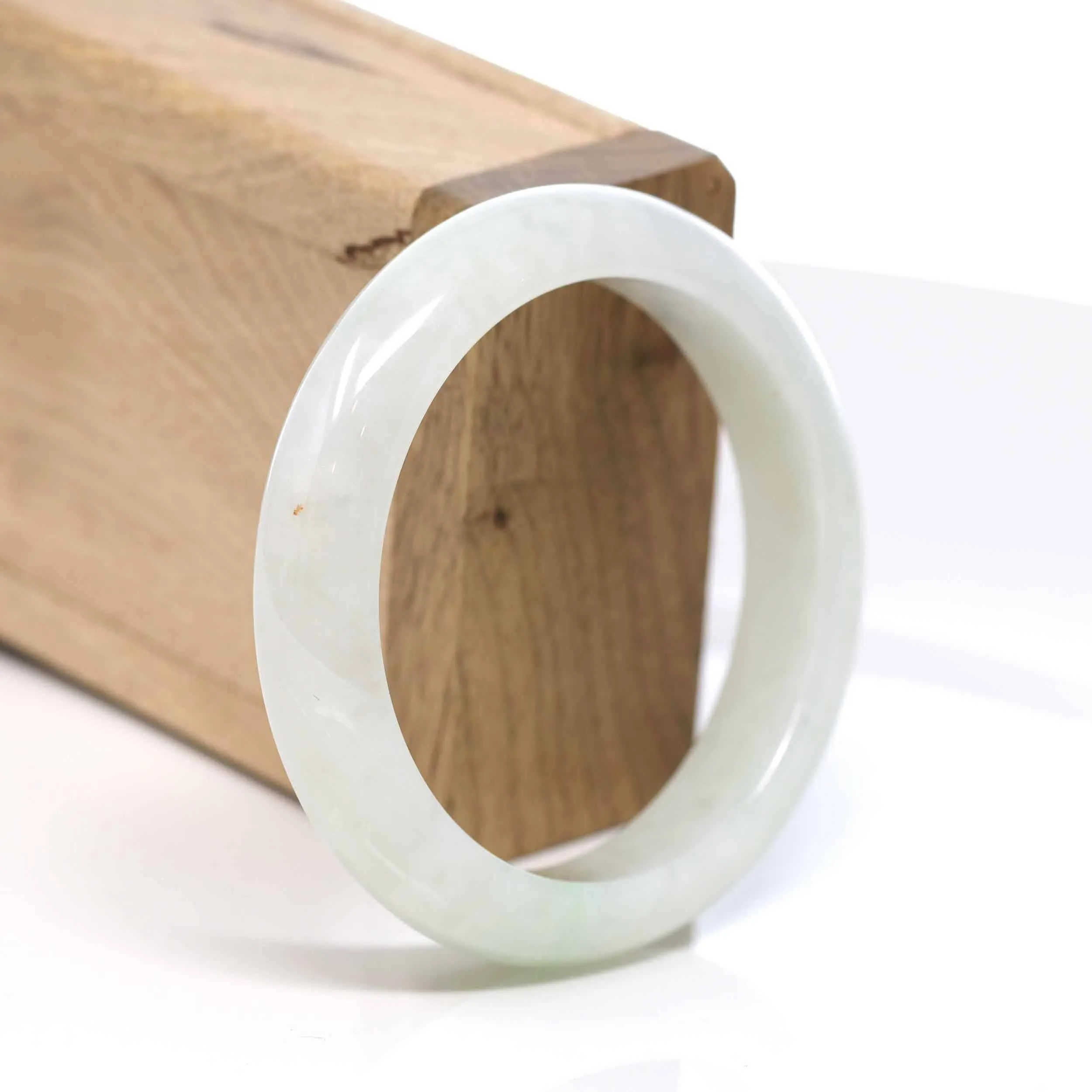 RealJade® "Classic Bangle" Whitish Green Natural Jadeite Jade Bangle (56.28 mm )#509