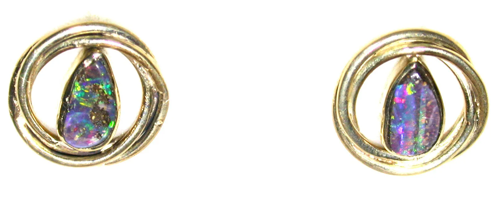 Red multi coloured solid boulder opal stud earrings
