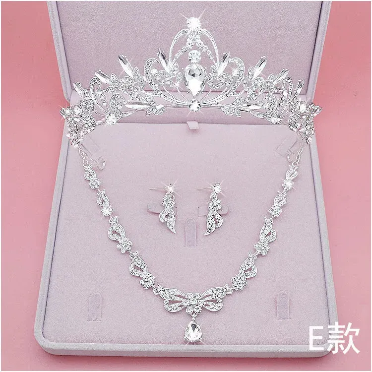Rhinestone Crystal Tiara Crown Earrings Necklace Party Jewelry Sets
