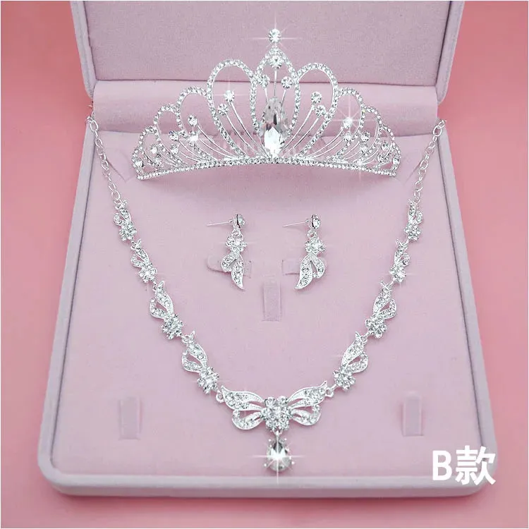 Rhinestone Crystal Tiara Crown Earrings Necklace Party Jewelry Sets