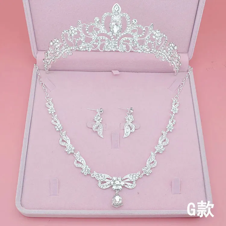 Rhinestone Crystal Tiara Crown Earrings Necklace Party Jewelry Sets