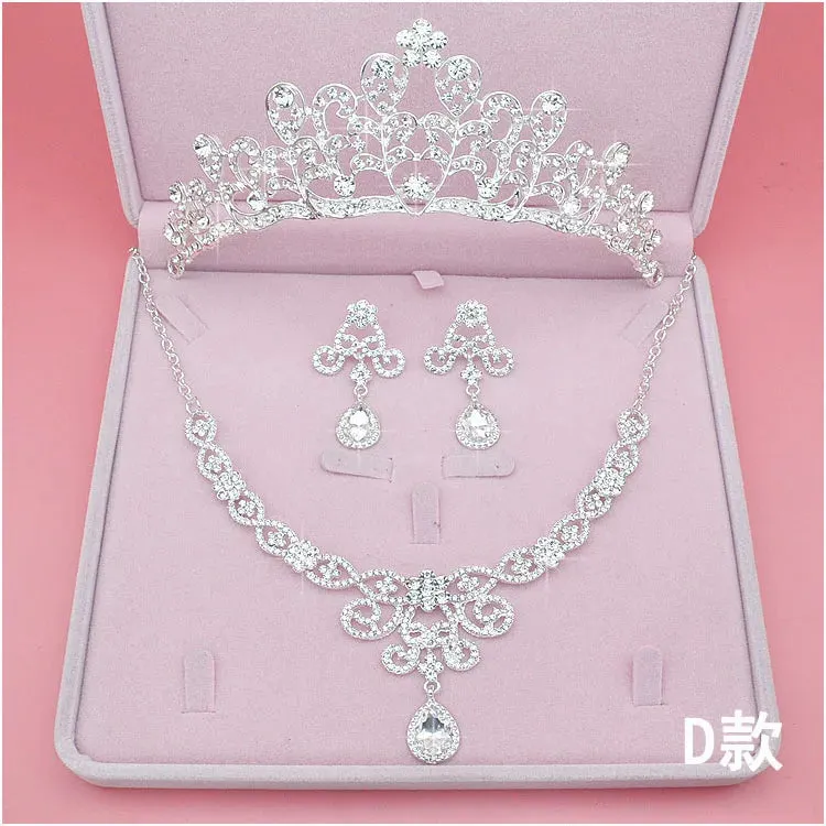 Rhinestone Crystal Tiara Crown Earrings Necklace Party Jewelry Sets