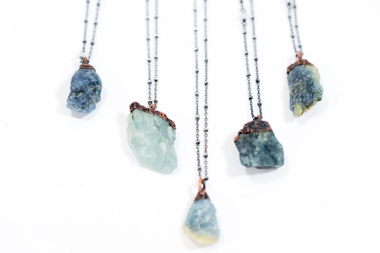Rough aquamarine necklace | Raw aquamarine jewelry