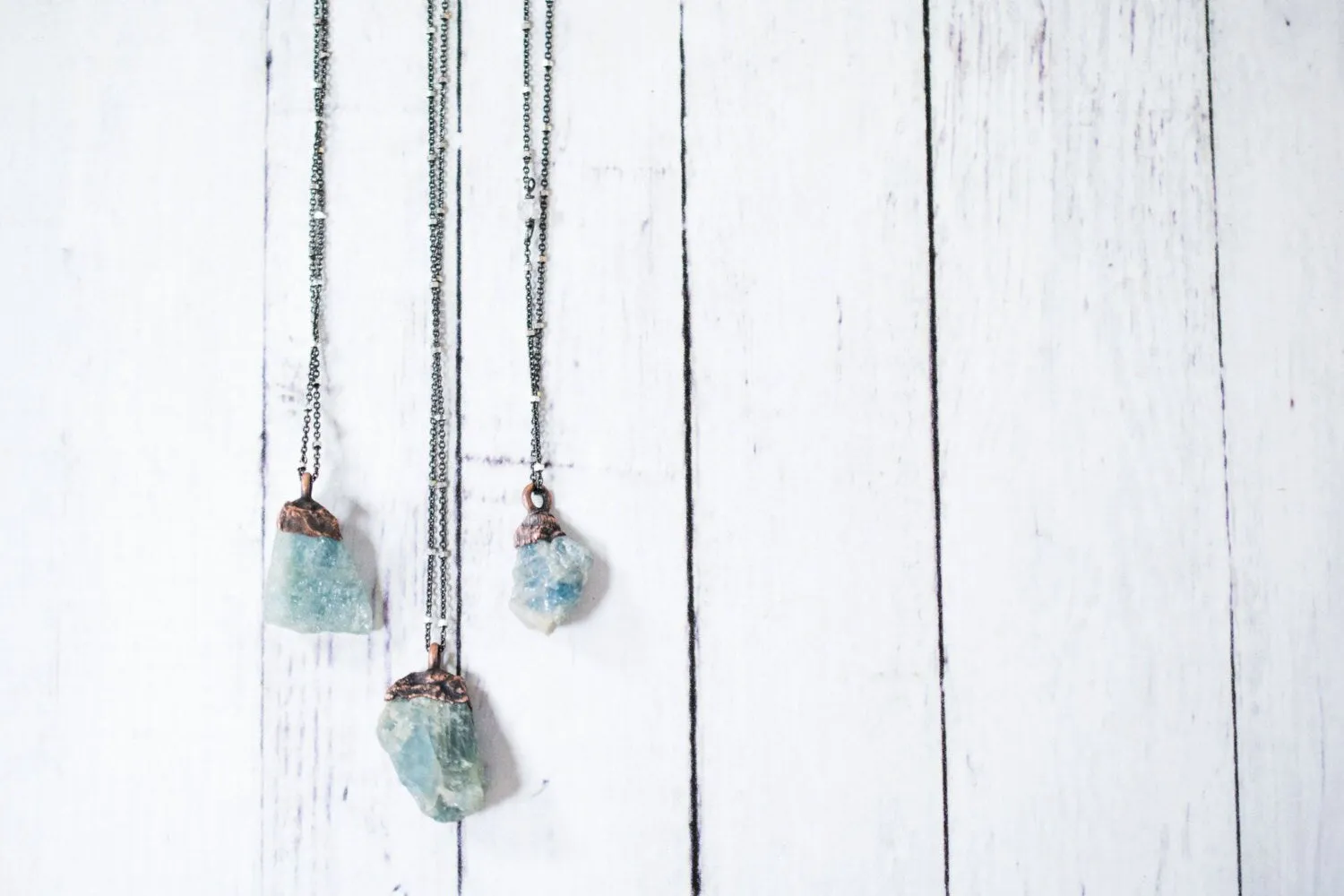 Rough aquamarine necklace | Raw aquamarine jewelry