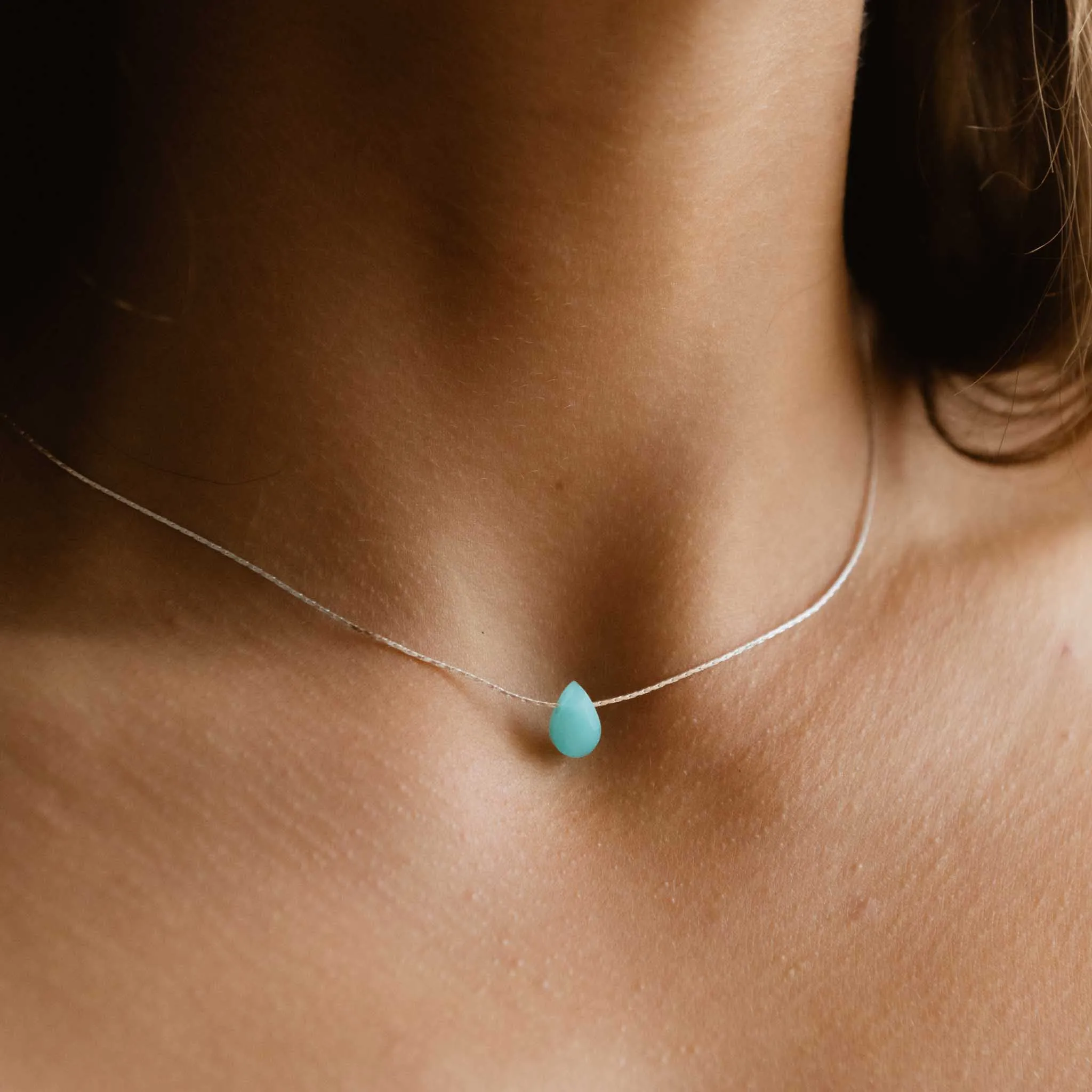 Samudra Aquamarine Teardrop Stone Necklace