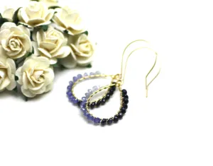 Sapphire Wire Wrapped Teardrop Earrings