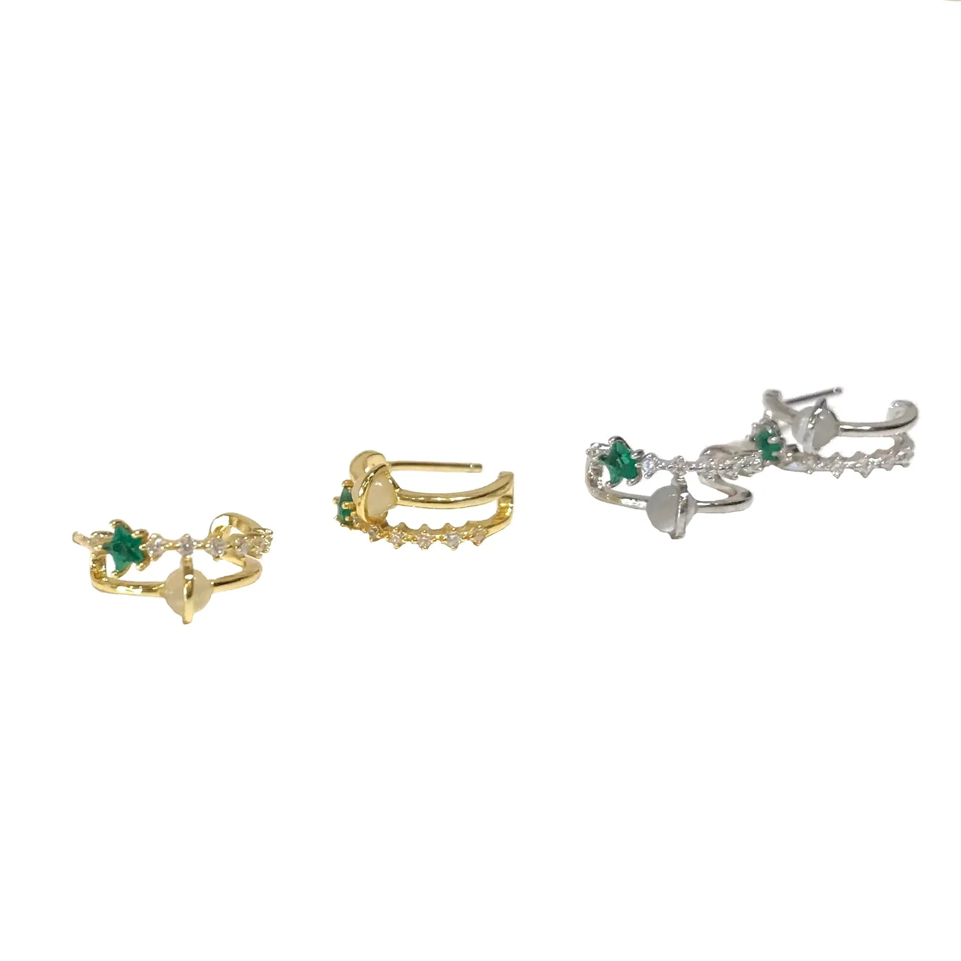 Saturn Moonstone Star Emerald Huggies