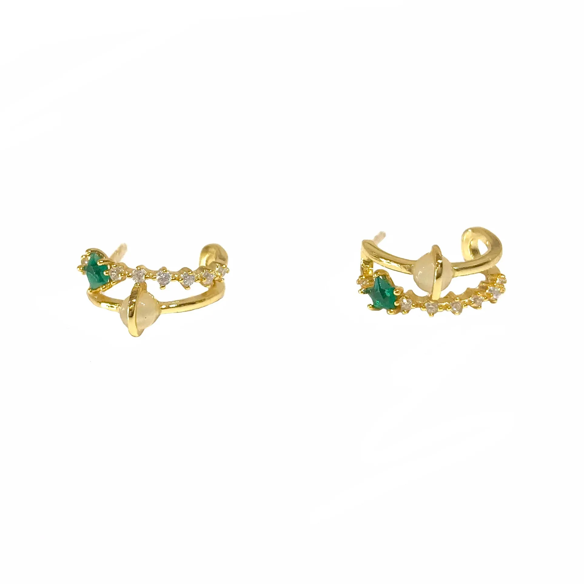 Saturn Moonstone Star Emerald Huggies