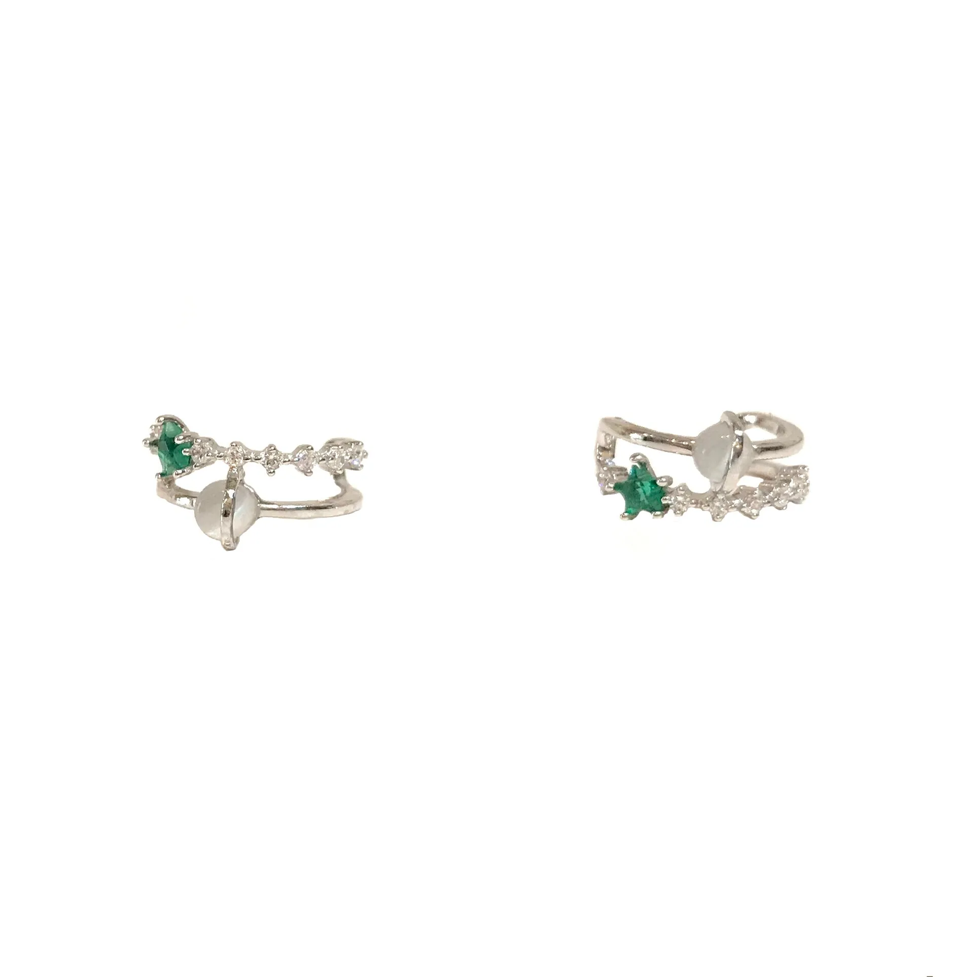 Saturn Moonstone Star Emerald Huggies