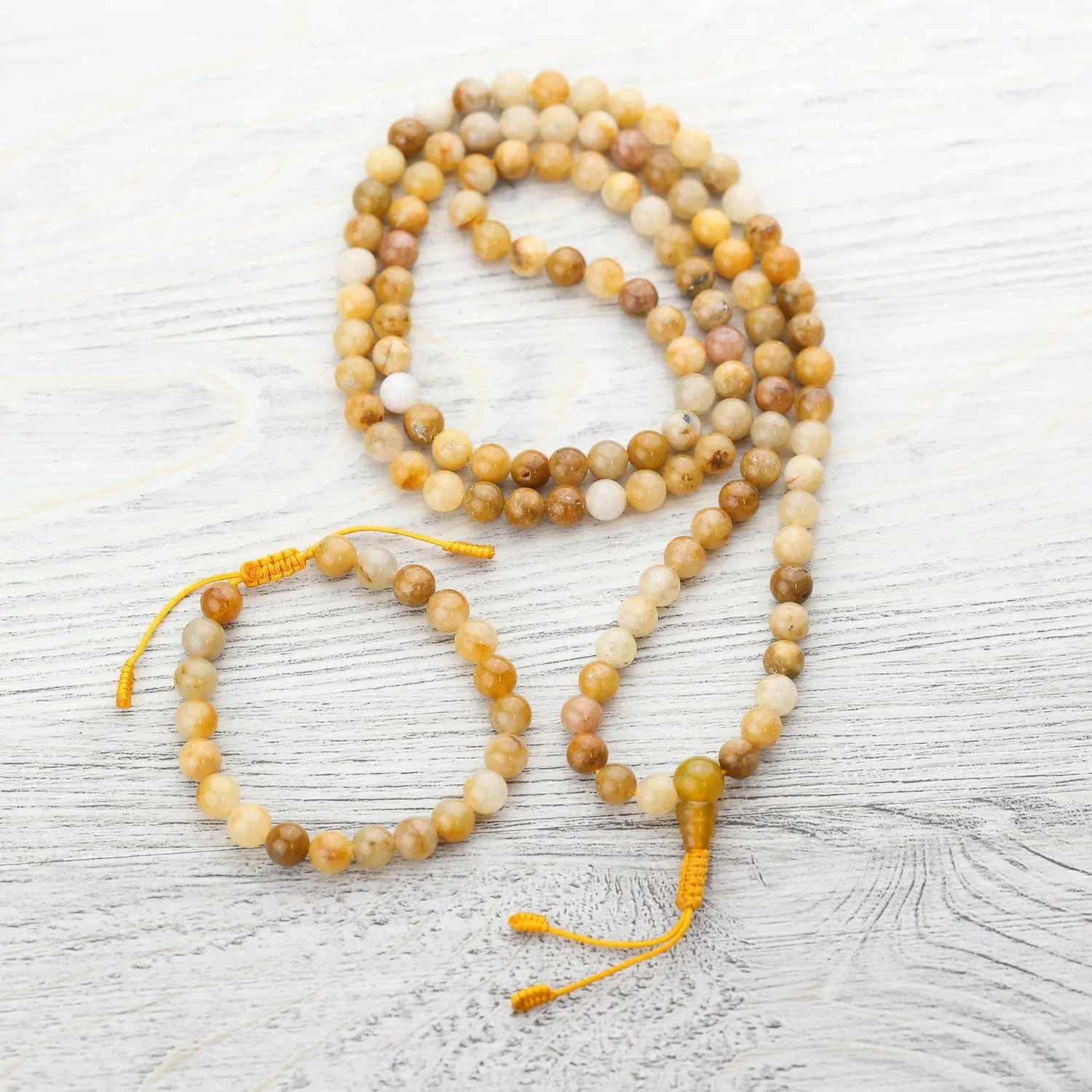 Self-Confidence Yellow Jade Mala & Bracelet Set