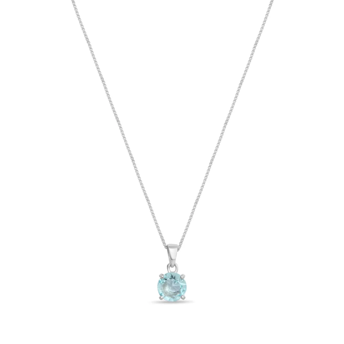 Serene Aquamarine Rhodium-Plated 925 Sterling Silver Pendant
