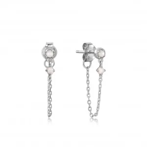 Silver Mother Of Pearl Kyoto Opal Chain Drop Stud Earrings E034-07H