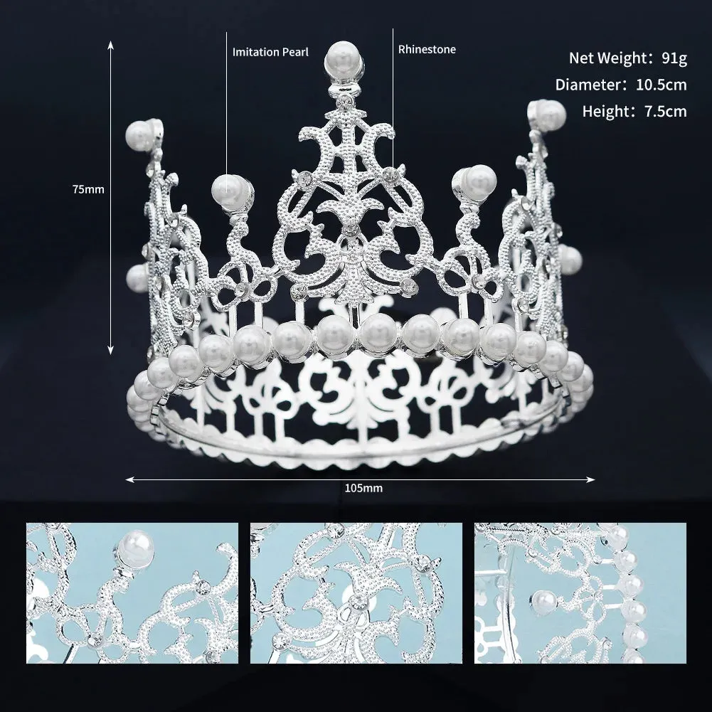 Silver Pearl Birthday Crown Tiara Crown for Women Hair Accessory