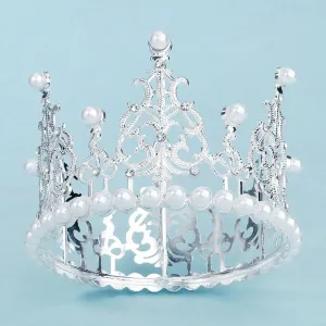 Silver Pearl Birthday Crown Tiara Crown for Women Hair Accessory