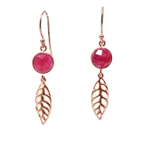 Silver/Rose Gold Leaf Drops with Gemstone