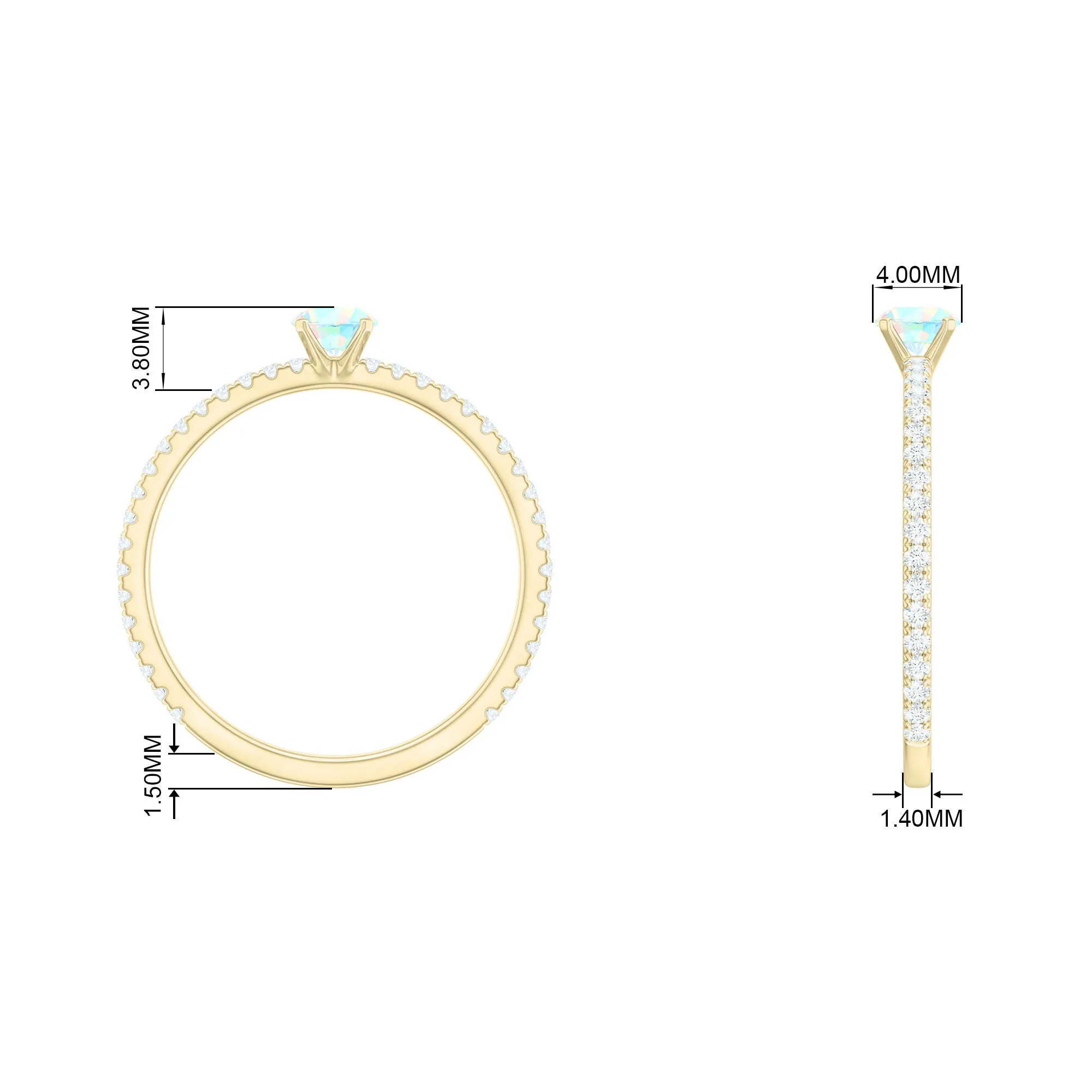 Simple Ethiopian Opal and Diamond Solitaire Ring