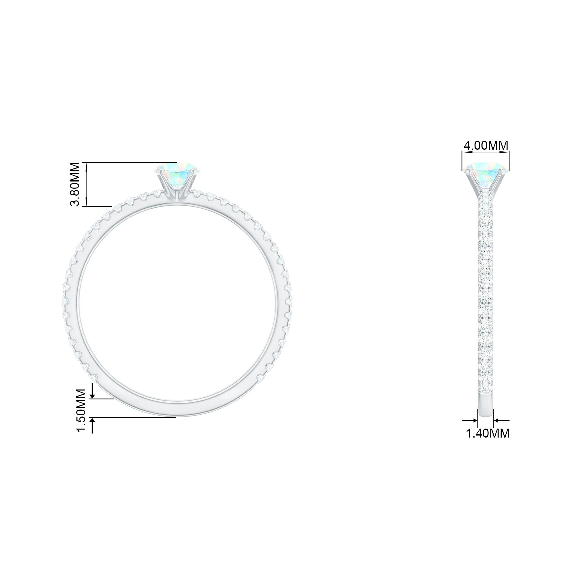Simple Ethiopian Opal and Diamond Solitaire Ring