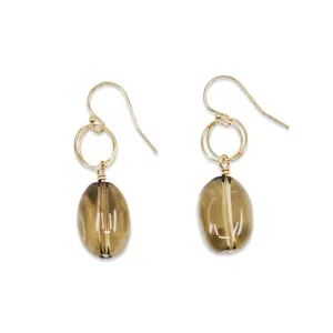 Smoky Quartz Circle Drop Earrings